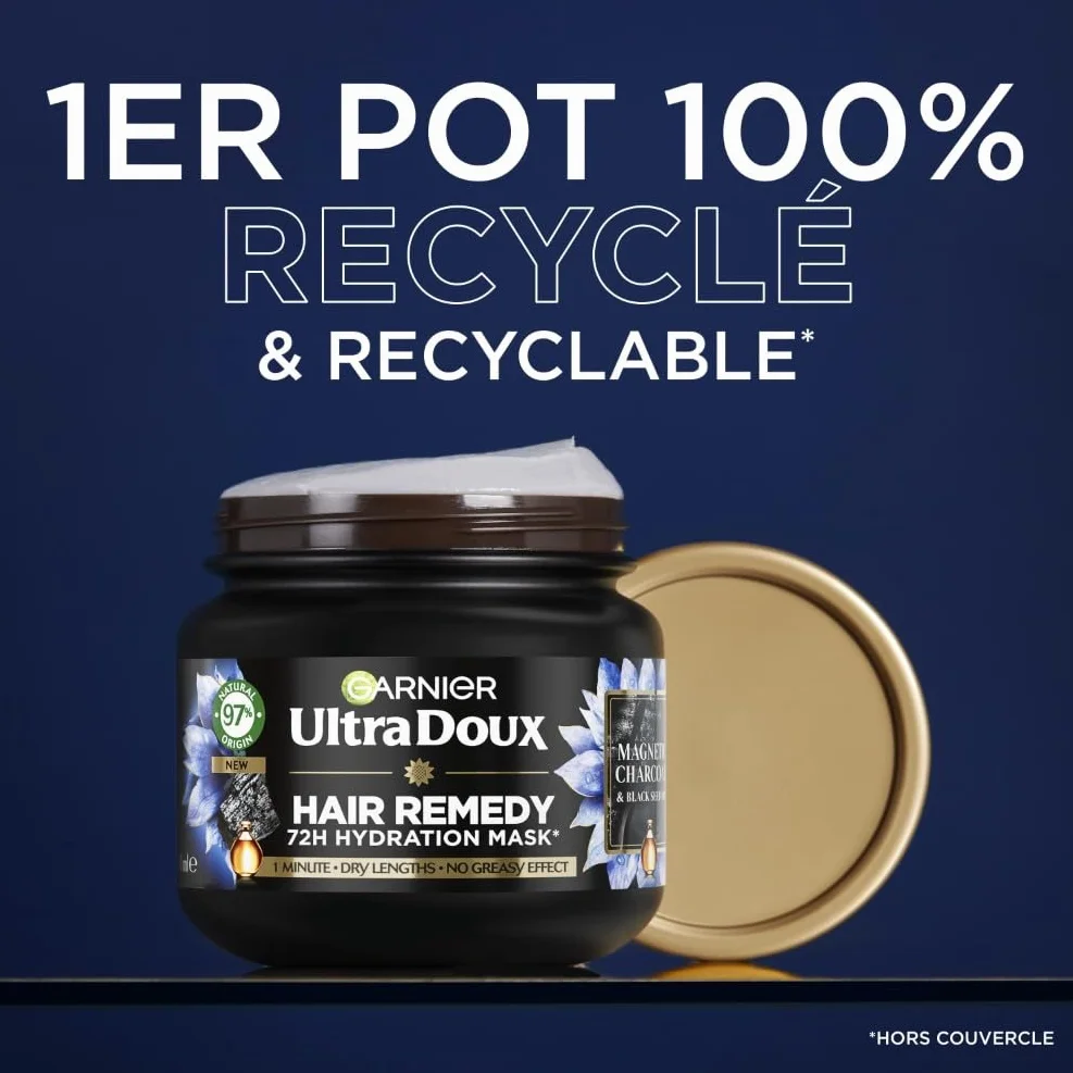 Garnier Ultra Doux Coffret Routine au Charbon Magnétique Huile de Fleur de Nigelle Cheveux Normaux à Gras