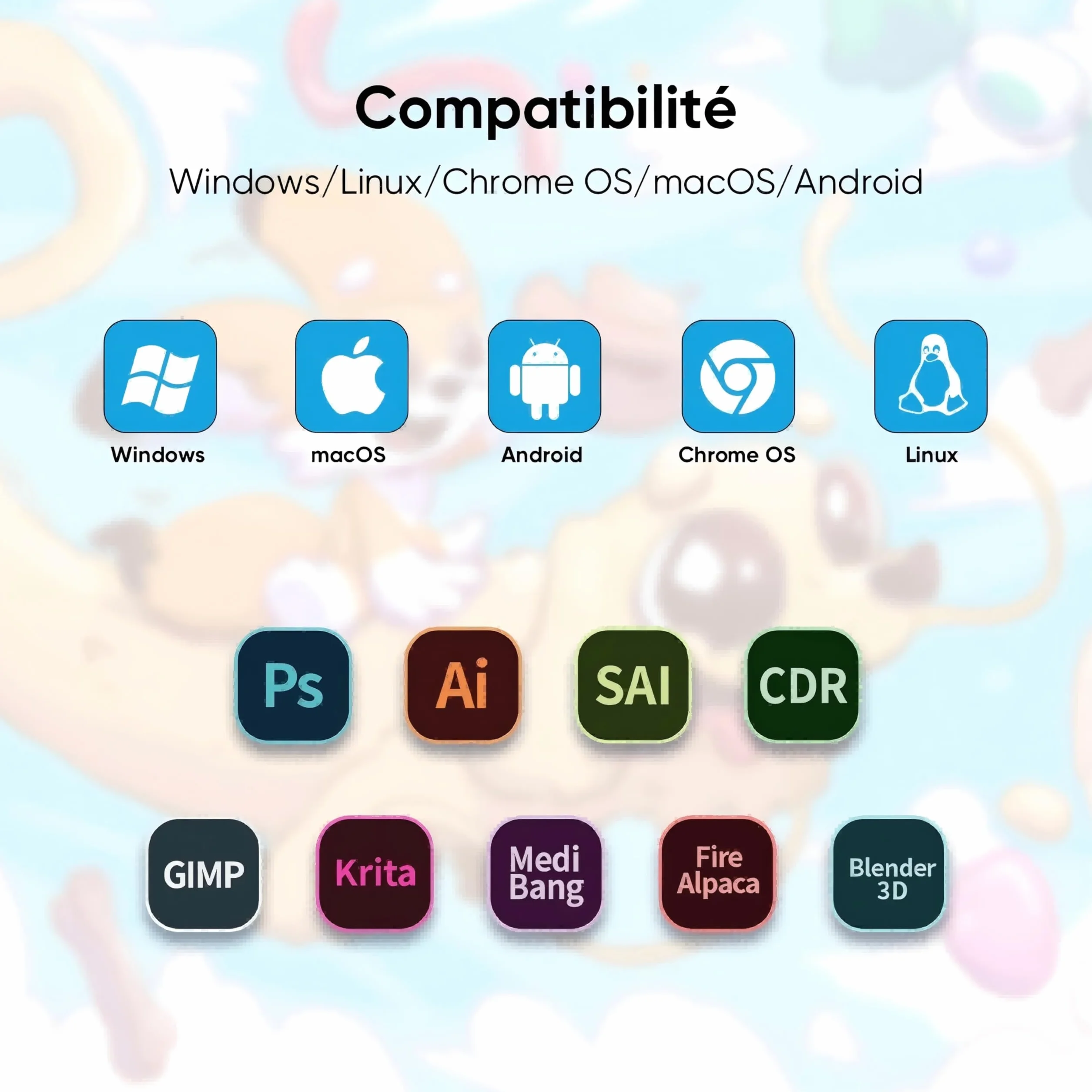 XPPen DECO01V3 Tablette Graphique Dessin 10x6 Pouces Stylet Passif 16384 Niveaux Inclinaison 8 Raccourcis
