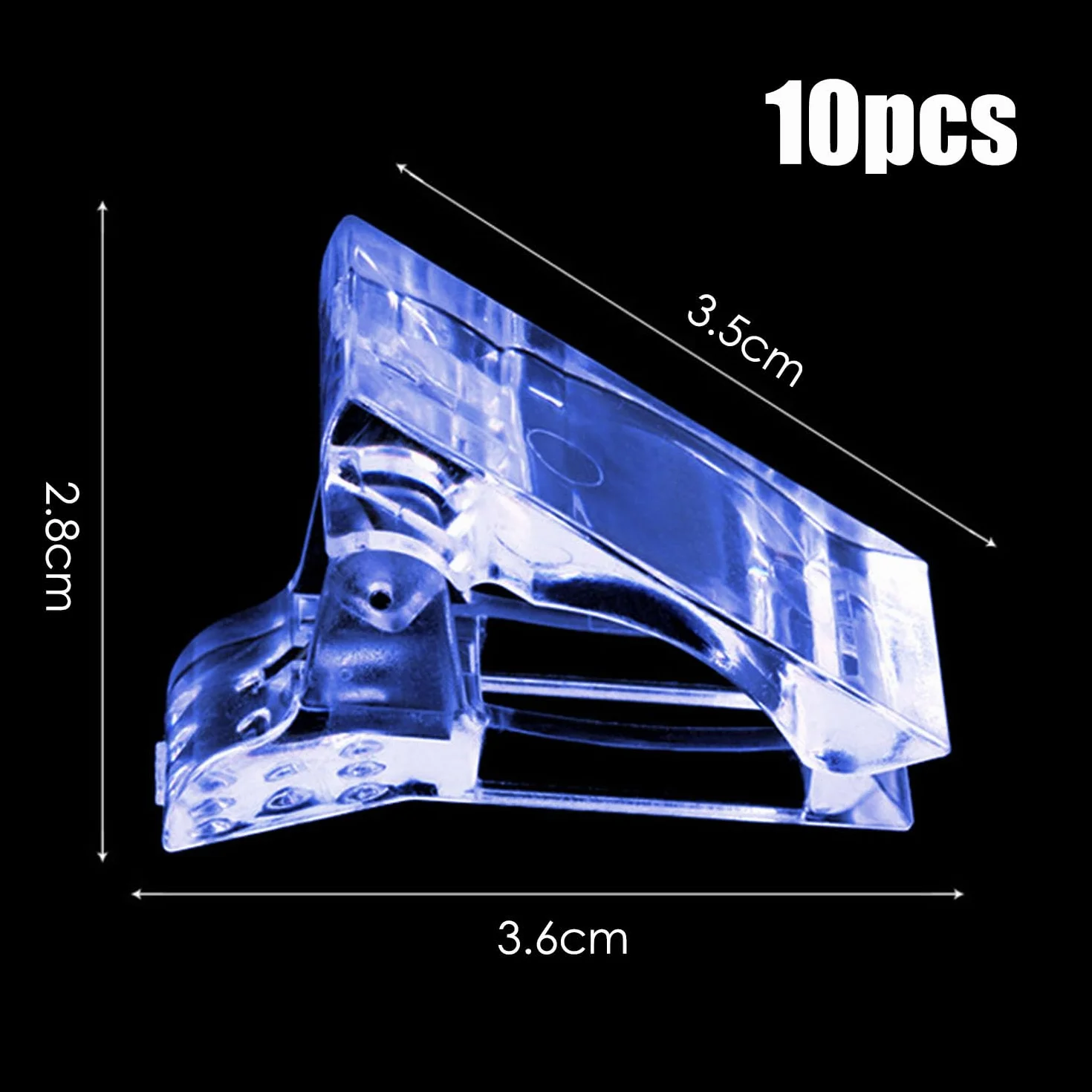 Pinces Ongles Transparentes en Gel, Clip à Ongles Cristal pour Extensions d'Ongles et Manucure (Bleu)
