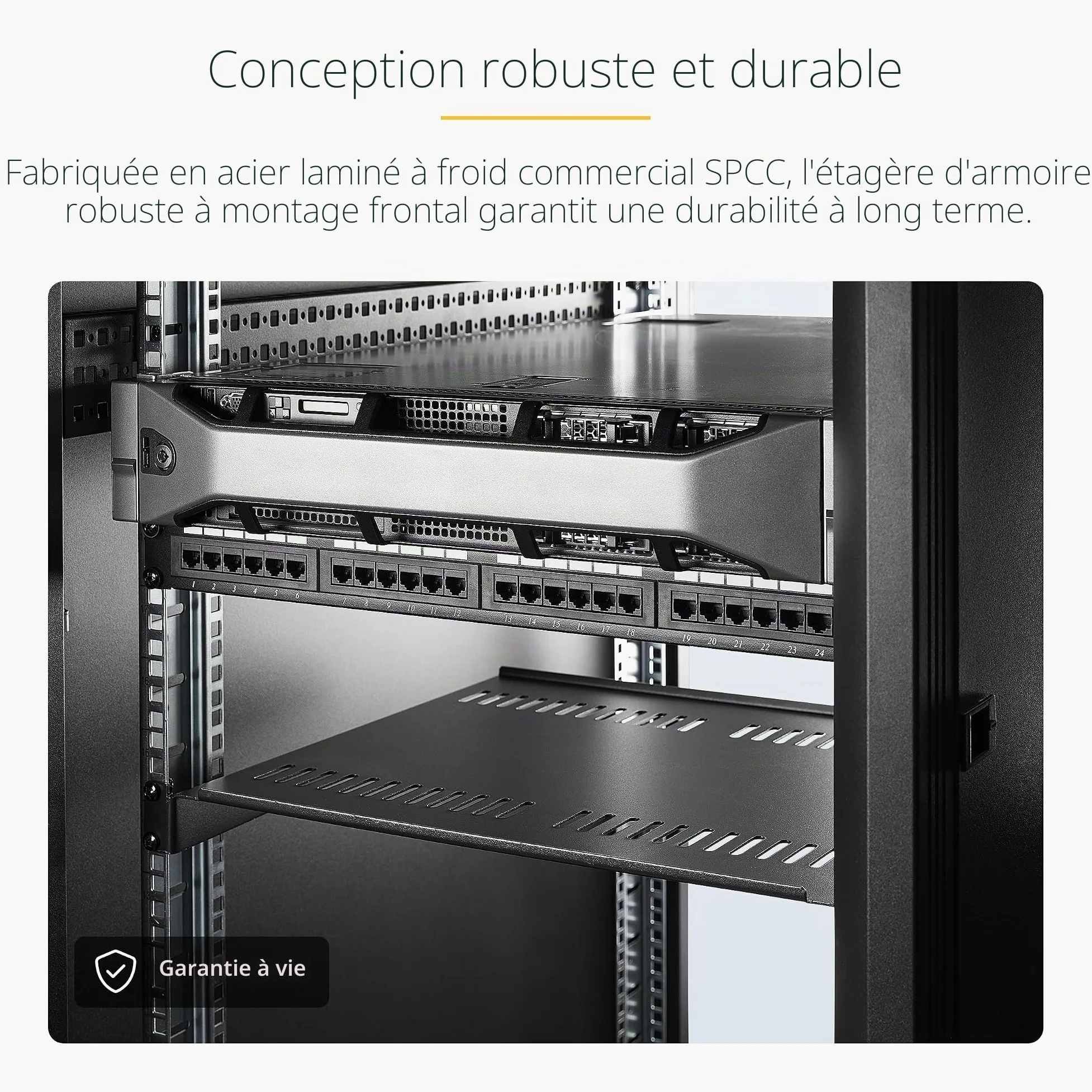 StarTech Lot de 2 Étagères Cantilever Ventilées 1U, 20kg (CABSHELF116V2PK) | Plateau universel, Montage en rack, Armoire réseau, Acier robuste, Serveur