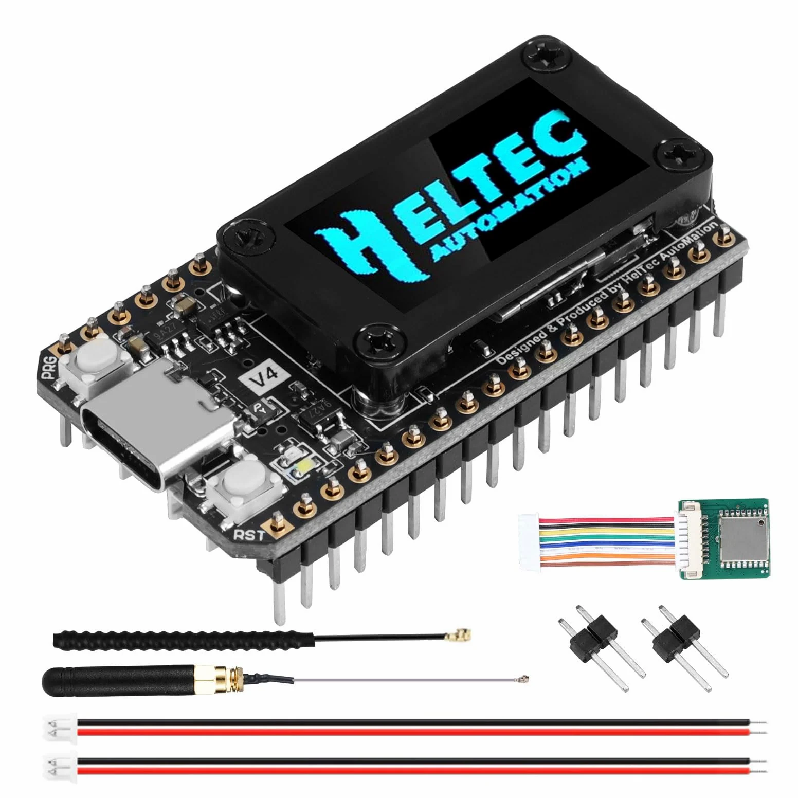 Binghe Lora ESP32 V4 Board avec Meshtastic Lora ESP32 V4 WiFi Bluetooth Board avec GPS et 868MHz Antenne 0.96″ OLED Display 1262 Chip ESP32-S3R2 MCU 16M Flash Compatible avec Arduino IoT Meshtastic