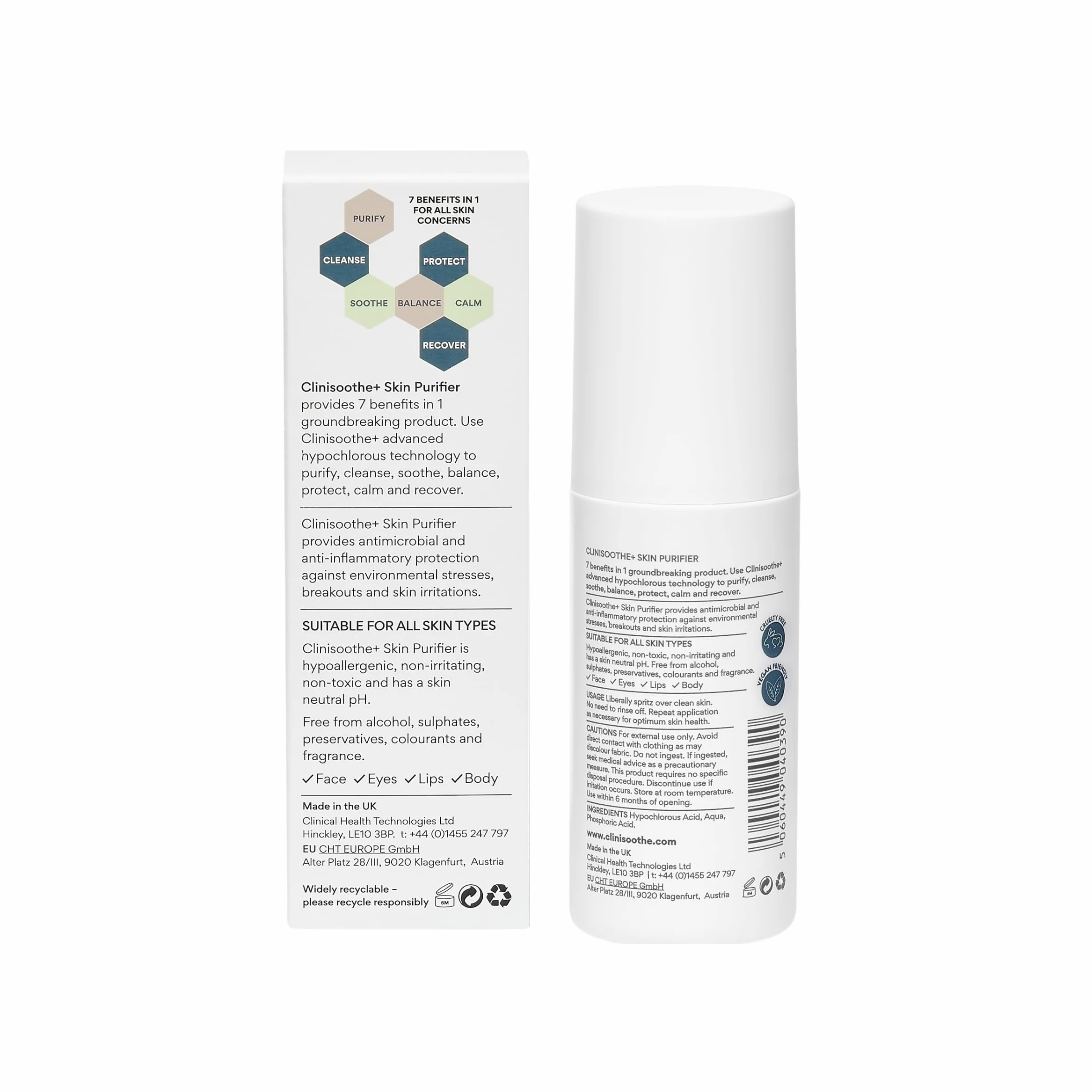 Clinisoothe+ Skin Purifier Spray Acide Hypochloreux Visage 100 ml Peaux Sensibles