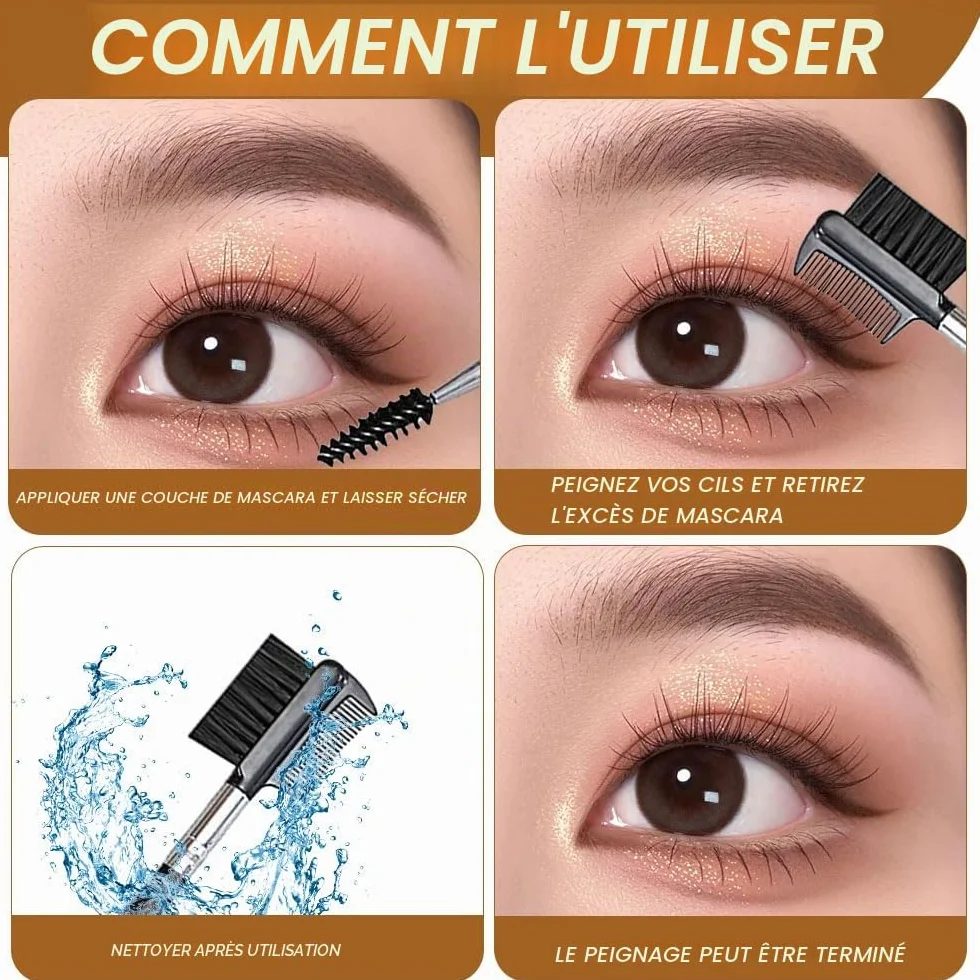 Brosse à Sourcils Double Face, Peigne à Cils Double Extrémité, 2 Pcs, Outils de Maquillage