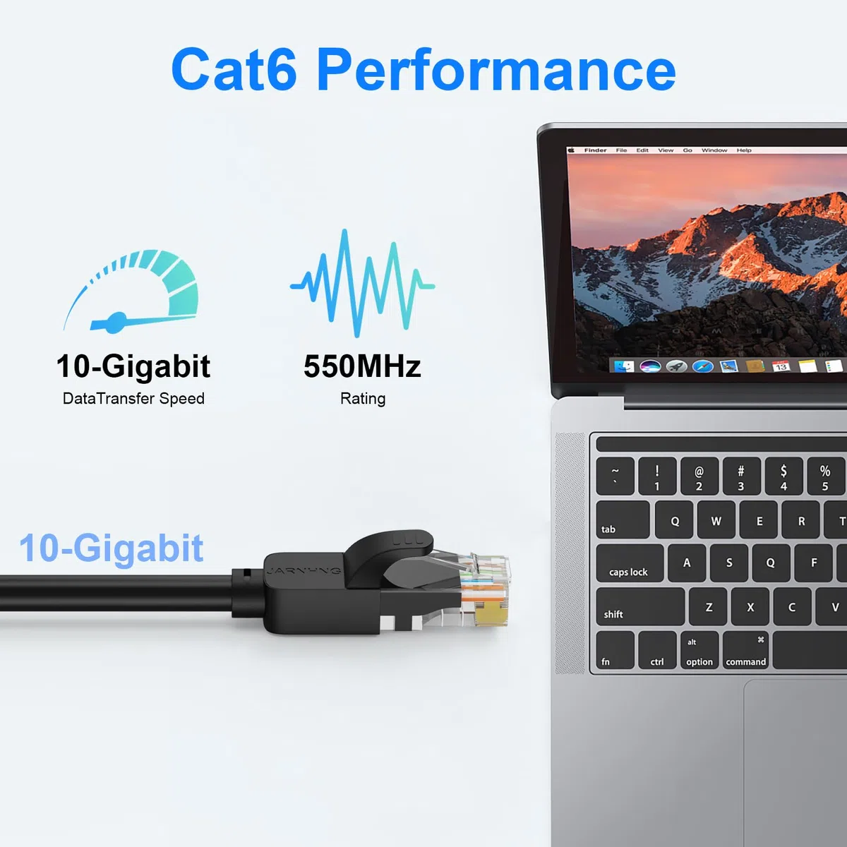Câble Ethernet Cat 6 de 91,4 m - Pour intérieur/extérieur - Haut débit - 10 Gbit/s - Noir - Câbles de raccordement LAN RJ45 - Convient pour jeux, ordinateurs, télévisions, routeurs,