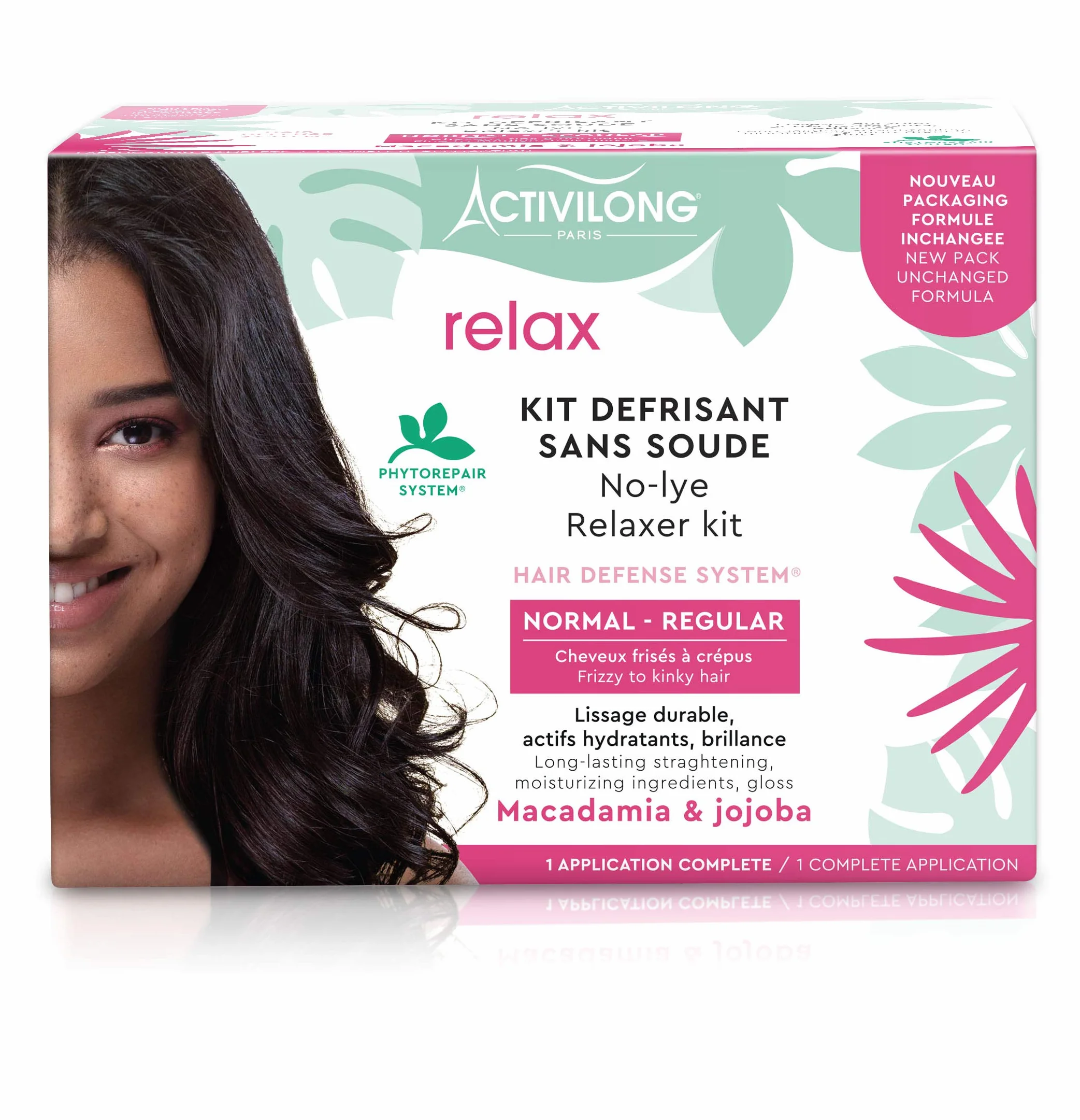 ACTIVILONG Kit Défrisant Sans Soude Relax Normal Lissage Durable Cheveux Fins À Normaux Macadamia Jojoba Made In France