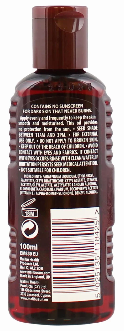 Huile de bronzage MALIBU bêta-carotène rapide 100 ml