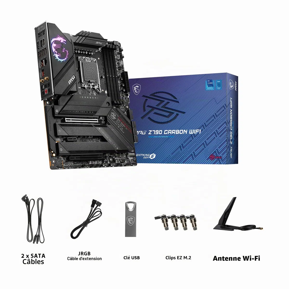 MSI MPG Z790 Carbone Carte mère de Jeu WiFi (Prend en Charge Les processeurs Intel 12e/13e génération, LGA 1700, DDR5, PCIe 5.0, M.2, LAN 2,5 Gbit/s, USB 3.2 Gen2, Wi-FI 6E, ATX)