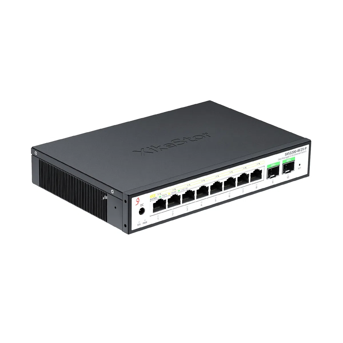 Commutateur PoE+ 10G 8 ports 2,5 G 2 x 10G SFP+ Uplink, L2+ Managed, SKS3200-8E2X-P VLAN/LACP, contrôle par application, pour caméras de surveillance et points d'accès