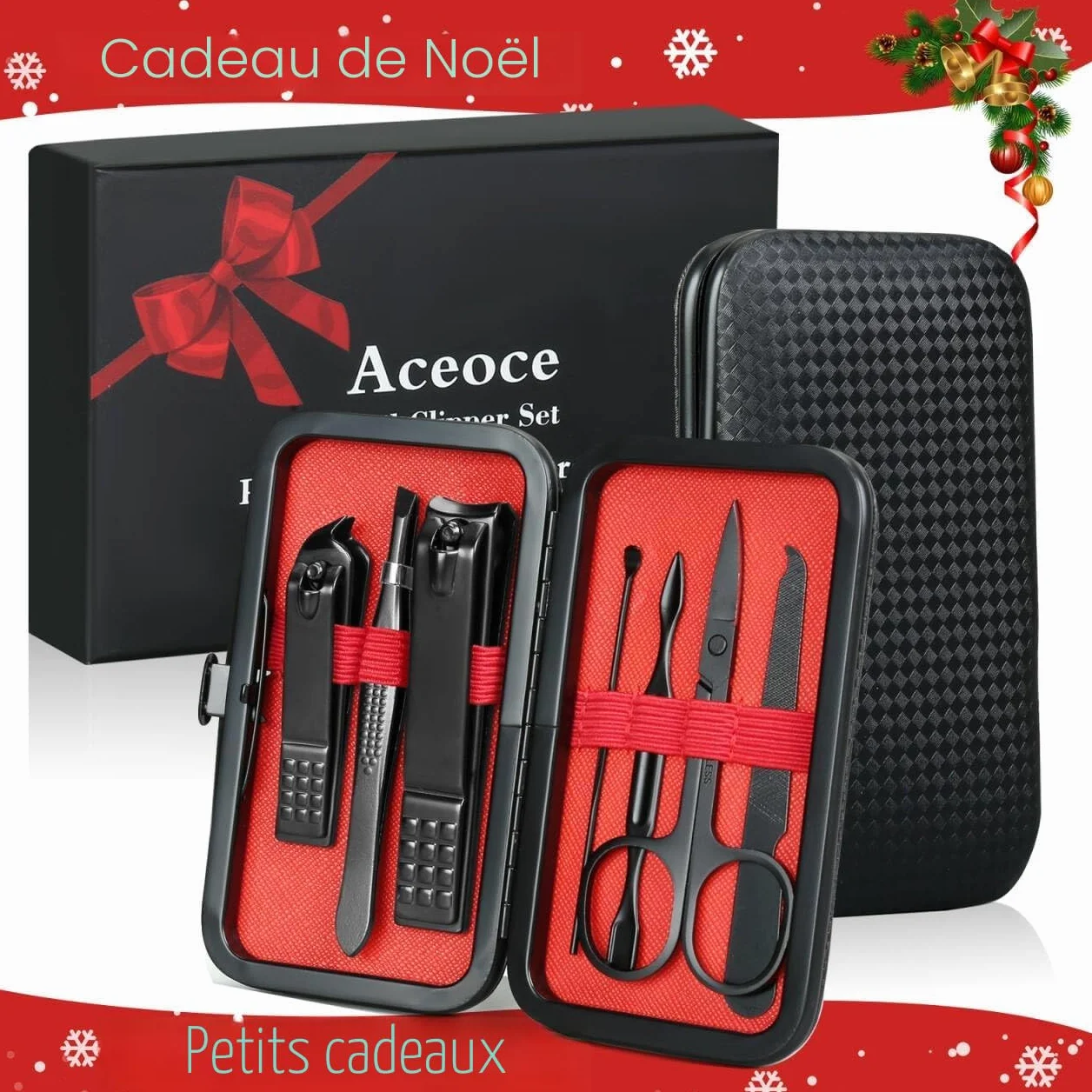 Kit Manucure Coupe Ongles Portable Ensemble de Voyage Pédicure Soins Ongles Cadeau Hommes Femmes