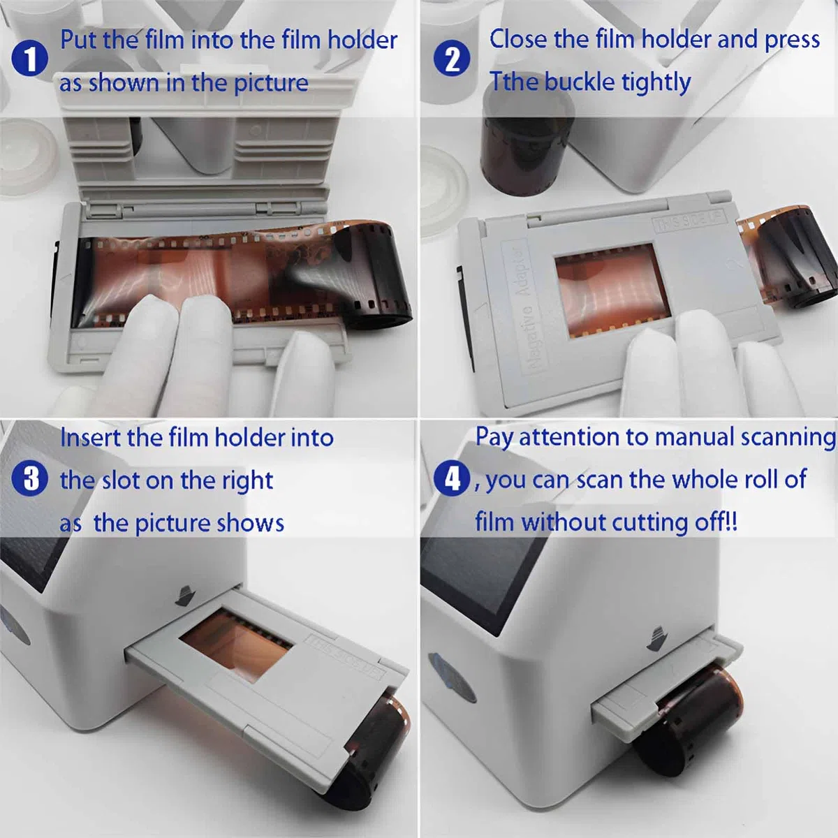 Scanner de film et de diapositives, scanner multifonction 22 MP avec écran LCD de 2,4", convertit la couleur et le noir et blanc 35 mm, 126, 110 et super 8 diapositives et négatifs en images
