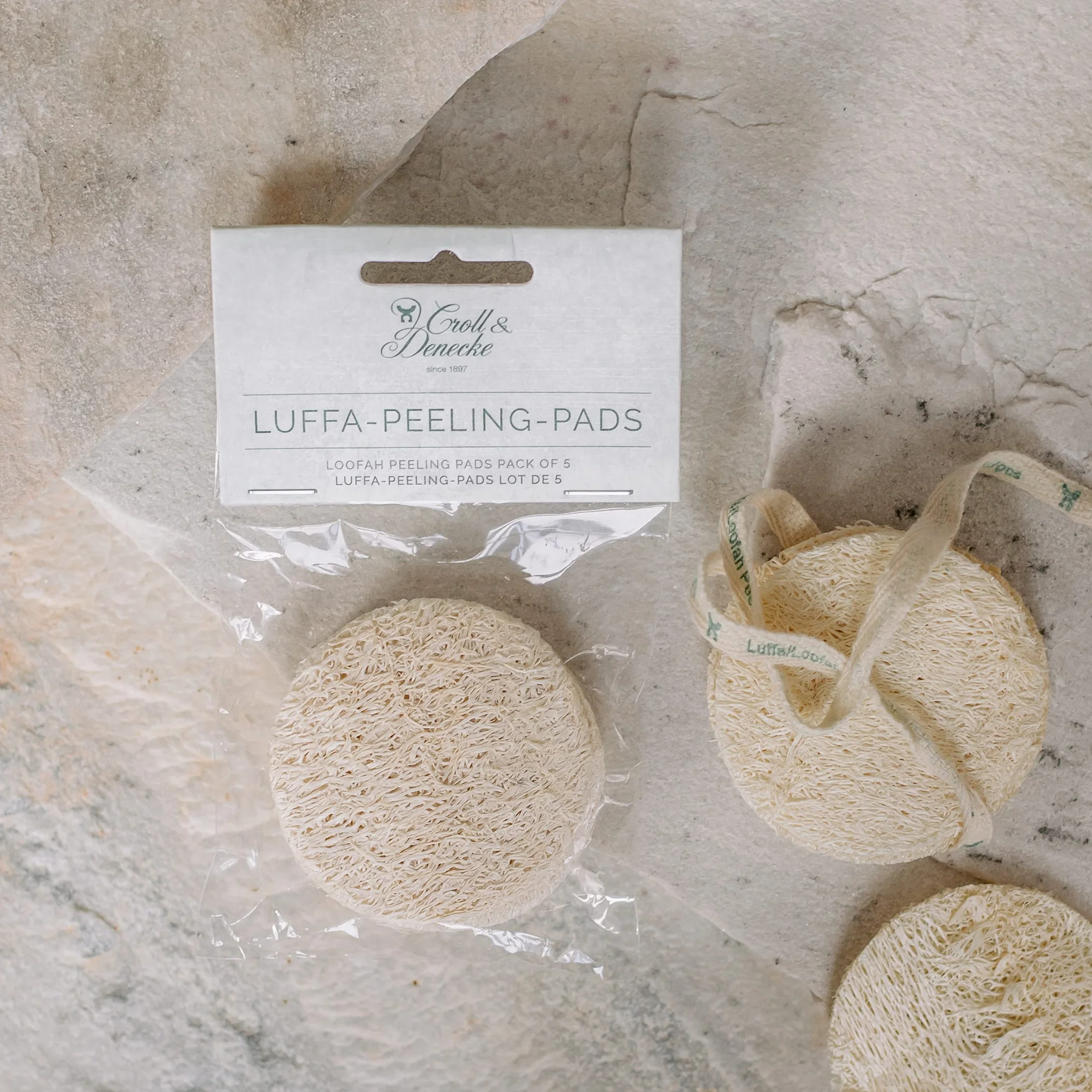 Croll & Denecke Lot de 5 Pads Ronds en Luffa pour Peeling