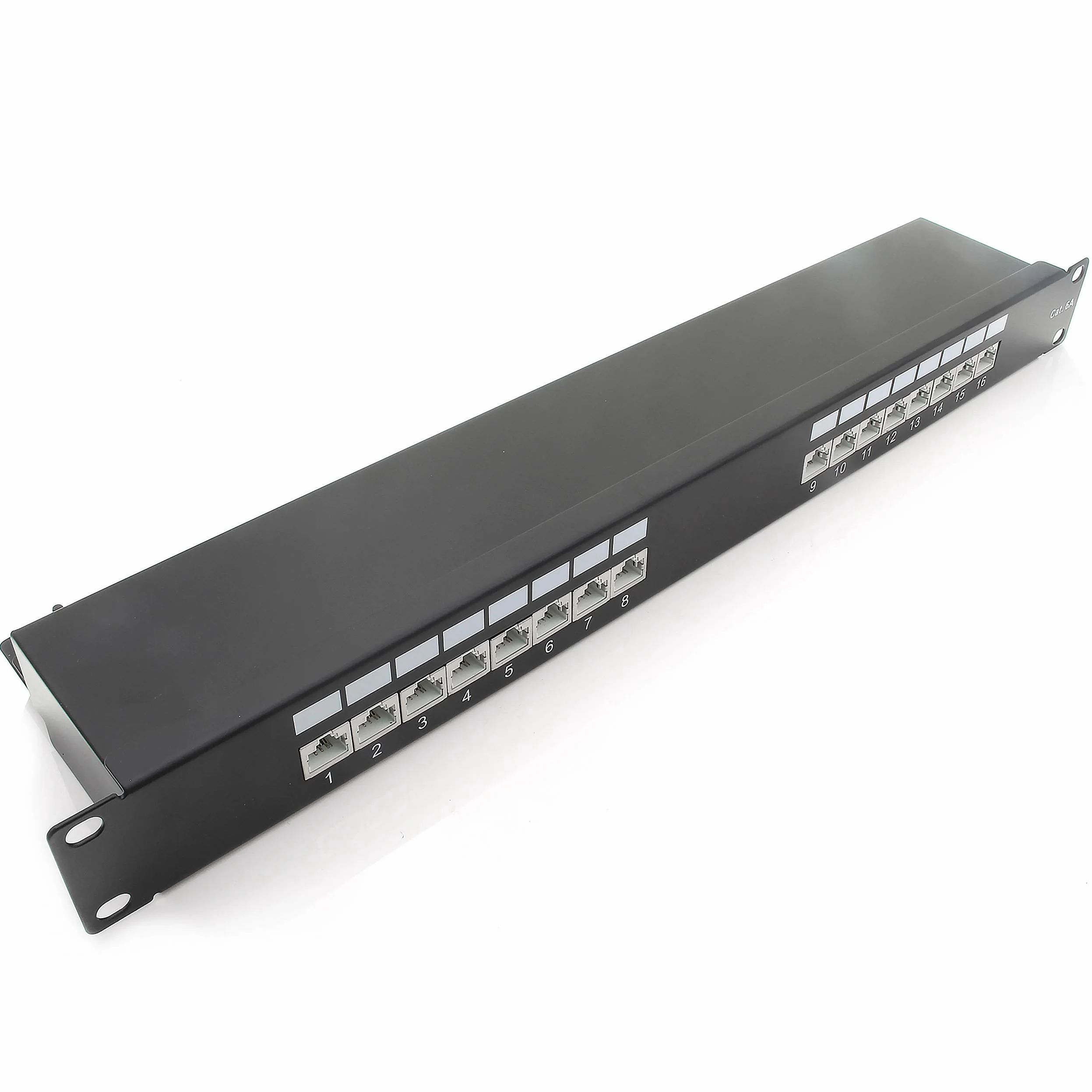 1aTTack.de 367460 Panneau de brassage CAT6a Panneau de distribution noir 16 ports Technologie de connexion LSA+ Distribution réseau - RJ45 - TIA 568 A/B - noir
