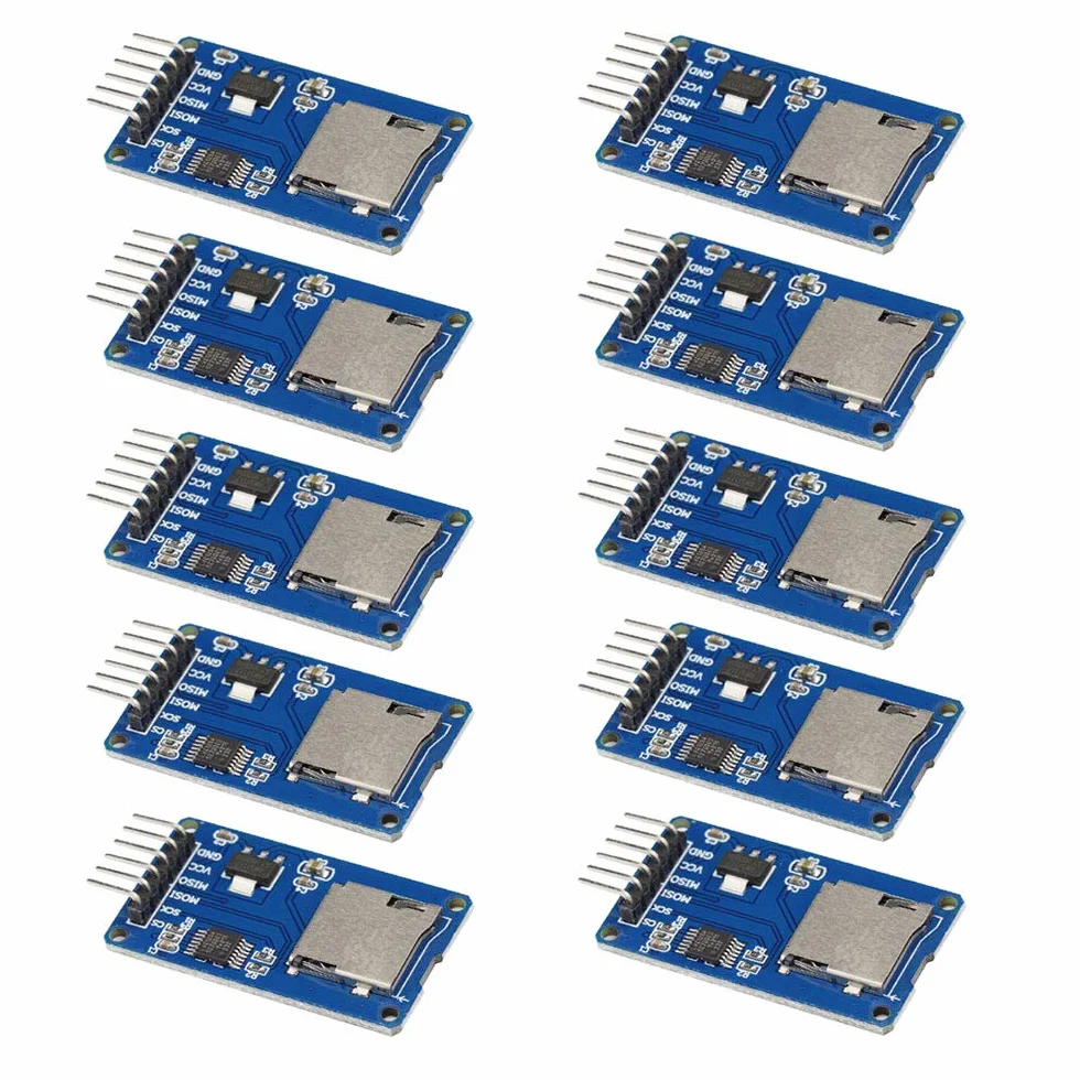 Lot de 10 Modules Carte Micro SD TF Lecture Écriture SPI Interface Driver Board pour Arduino
