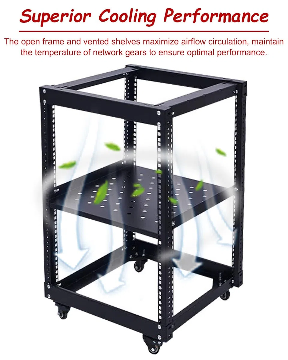Vibeo Racks pour Ordinateur et Serveur Rack Réseau Mobile à Ouverte Blanc