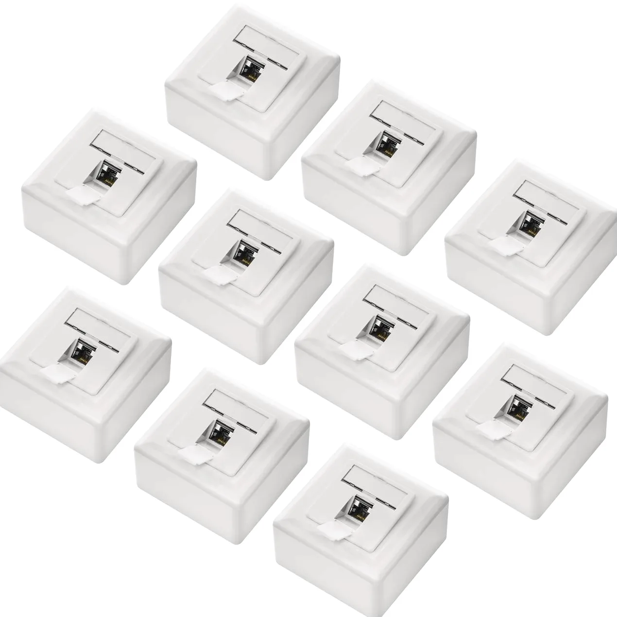 deleyCON 10x CAT6 Universel Prise Réseau - 1x Port RJ45 - Blindé - Surface ou Affleurant - 1 Gigabit Ethernet Réseau - EIA/TIA 568B - Blanc