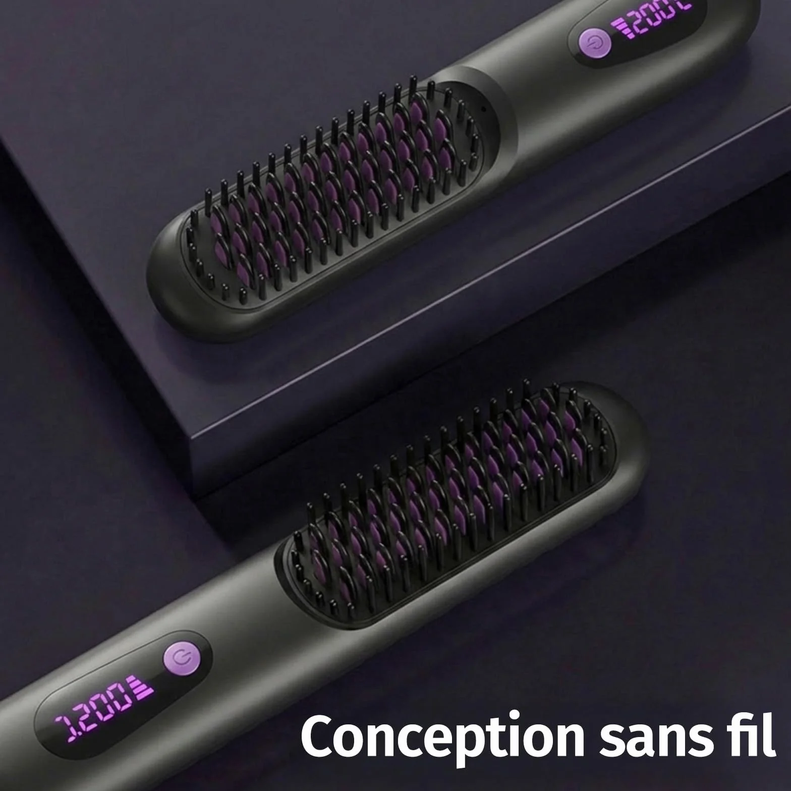 Cocoony Brosse Coiffante Cheveux Courts Volume Sans Fil Portable Noir