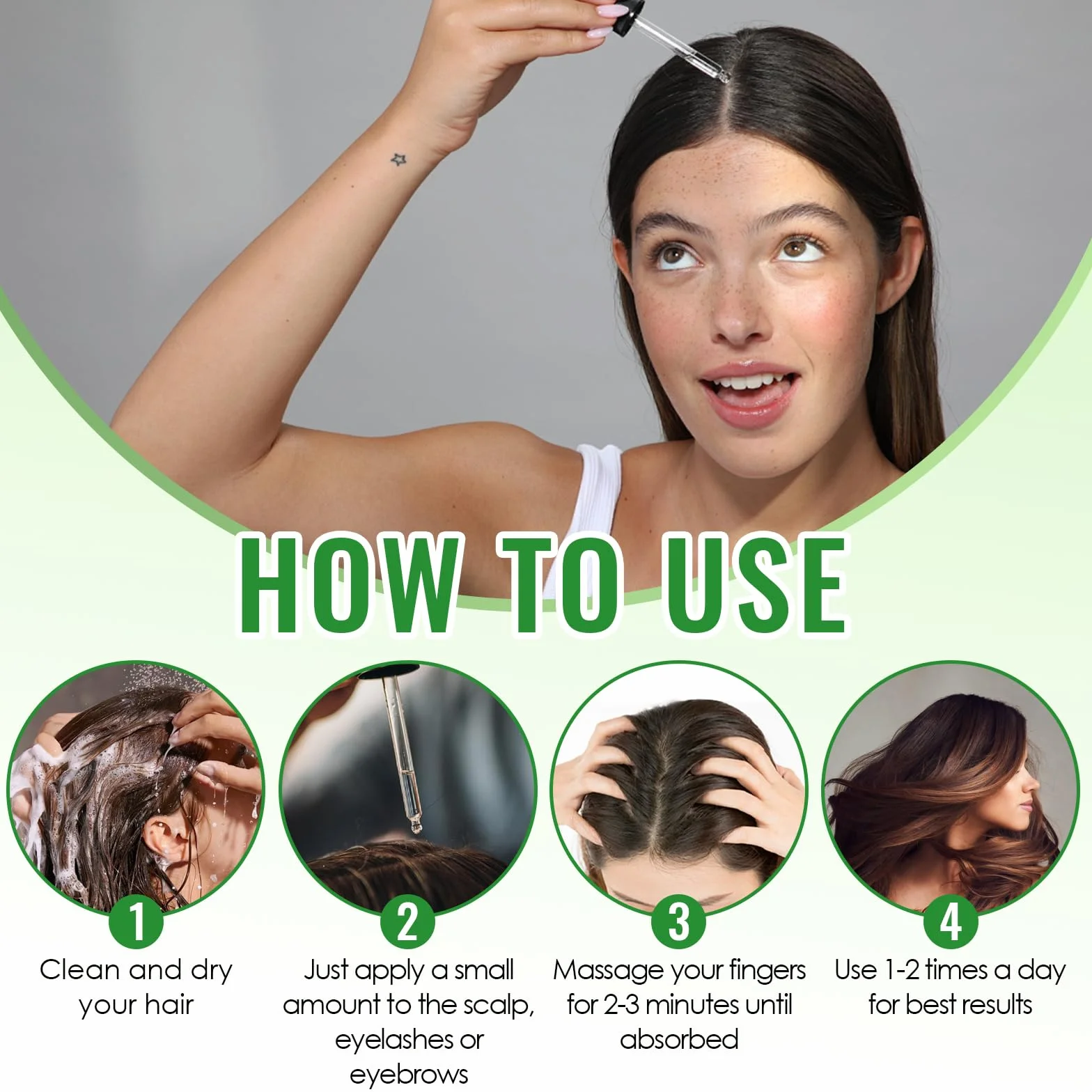 Huile de Romarin pour Cheveux 60ML, Mint Oil, Hair Tonic Fortifier Repousse Cuir Chevelu