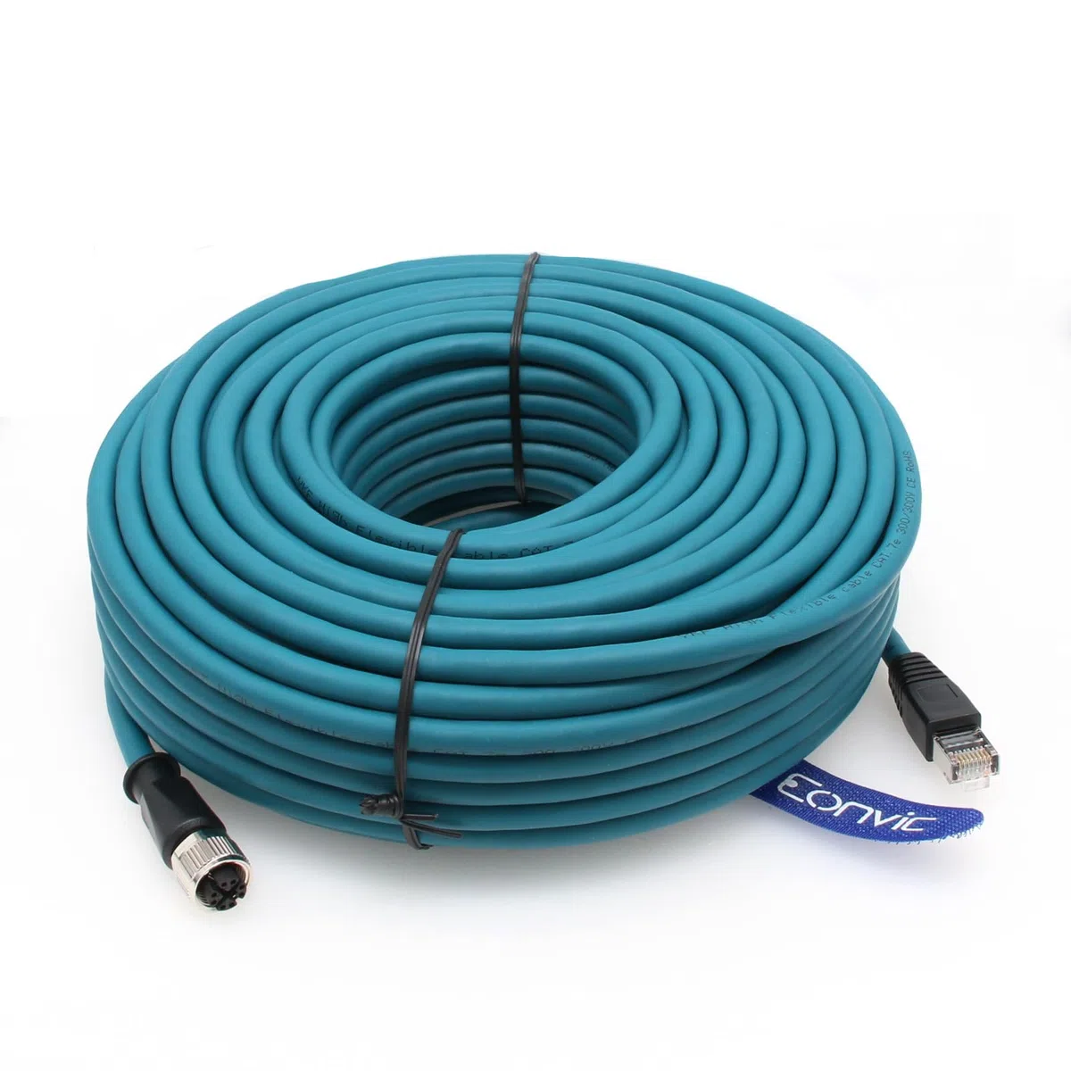 Câble Ethernet M12 X Code 8 broches femelle vers RJ45 Cat-7e High Flex pour caméra industrielle Cognex (50 m)