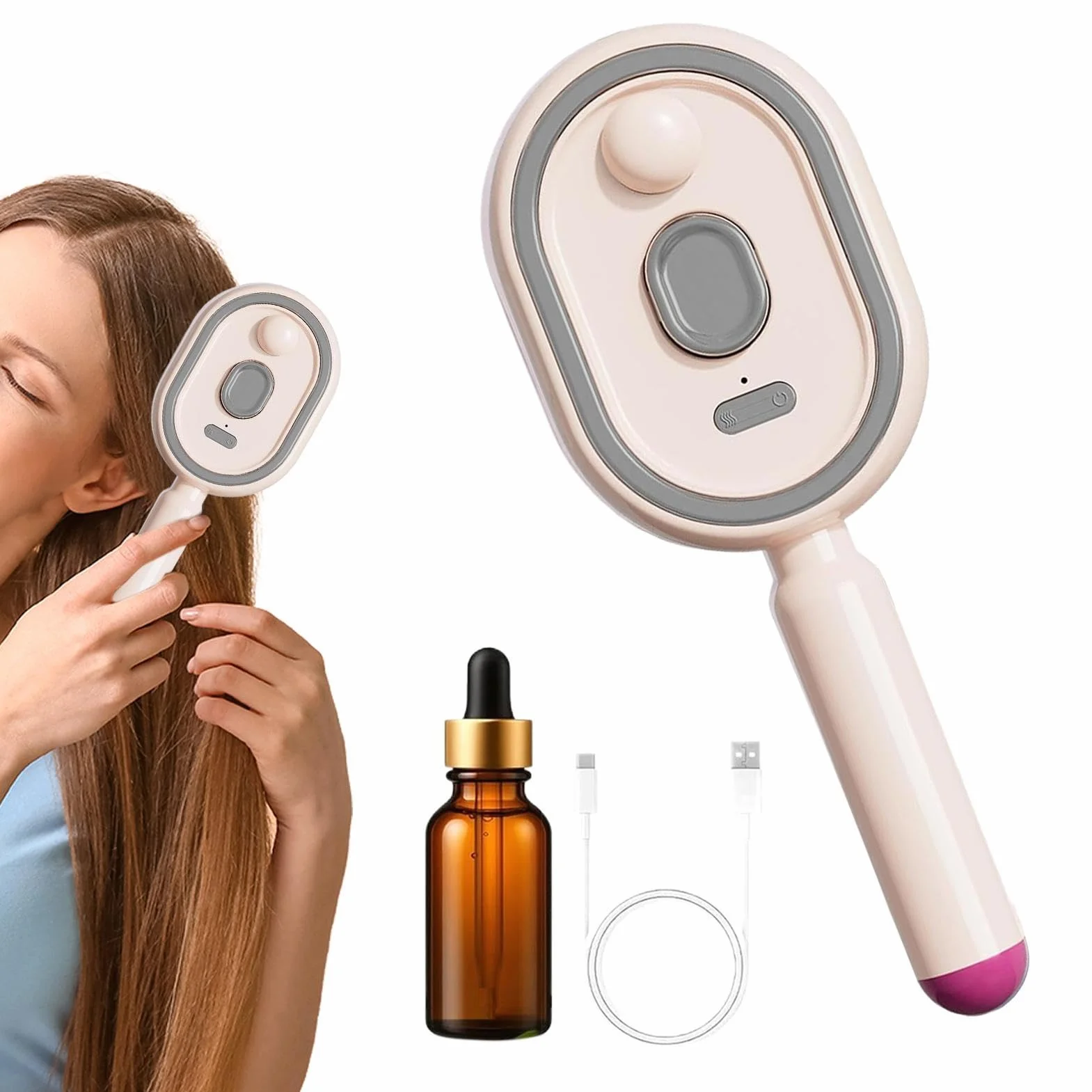 Brosse À Vapeur Électrique 3 En 1, Lisseur Vapeur Rechargeable, Peigne Démêlant Antistatique Avec Massage Coussin D'air Anti-frisottis