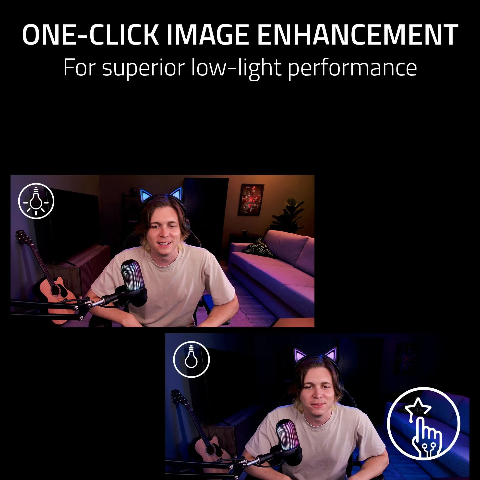 Razer Webcam de Streaming Kiyo V2 : 4K 30 FPS, 1080p 60 FPS - Cadrage Automatique alimenté par l'IA - Microphone intégré - Objectif d'angle Ultra Large - Protection de la Vie privée - Fonctionne avec