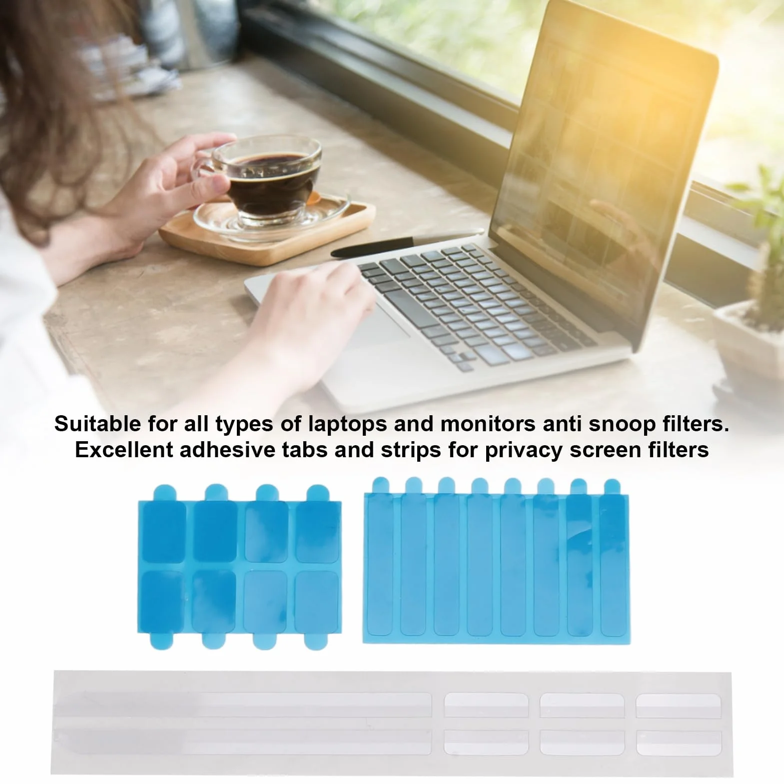 SEAFRONT Filtre de confidentialité pour Ordinateur Portable, 5 Ensembles avec Bandes Adhésives et Onglets de Support Coulissants