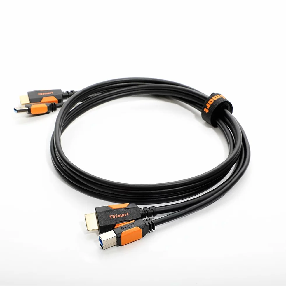 TESmart Câble commutateur KVM 8K HDMI+USB 1,5 m HDMI 2.1 USB 3.0 compatible KVM Switch
