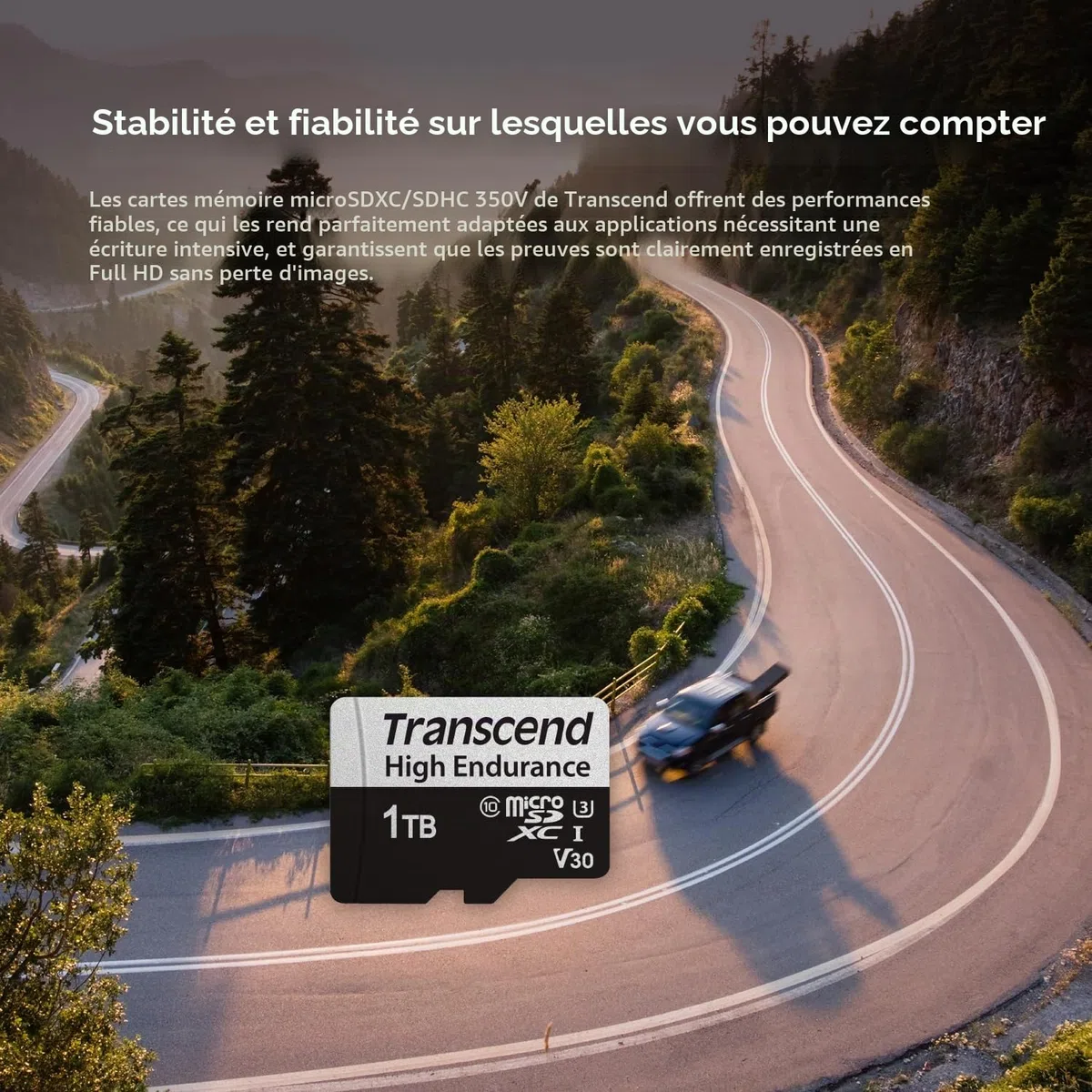 Transcend TS512GUSD350V Carte mémoire Micro SD U3 Full HD jusqu'à 100 Mo/s, pour Appareil Photo et Drones 512 Go 350 V