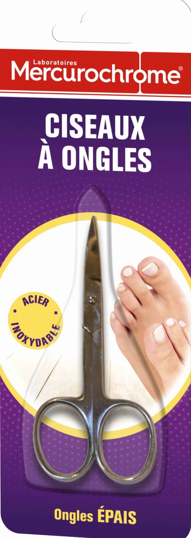 MERCUROCHROME Ciseaux à Ongles Acier Inoxydable Coupe Nette Précise Ongles durs épais