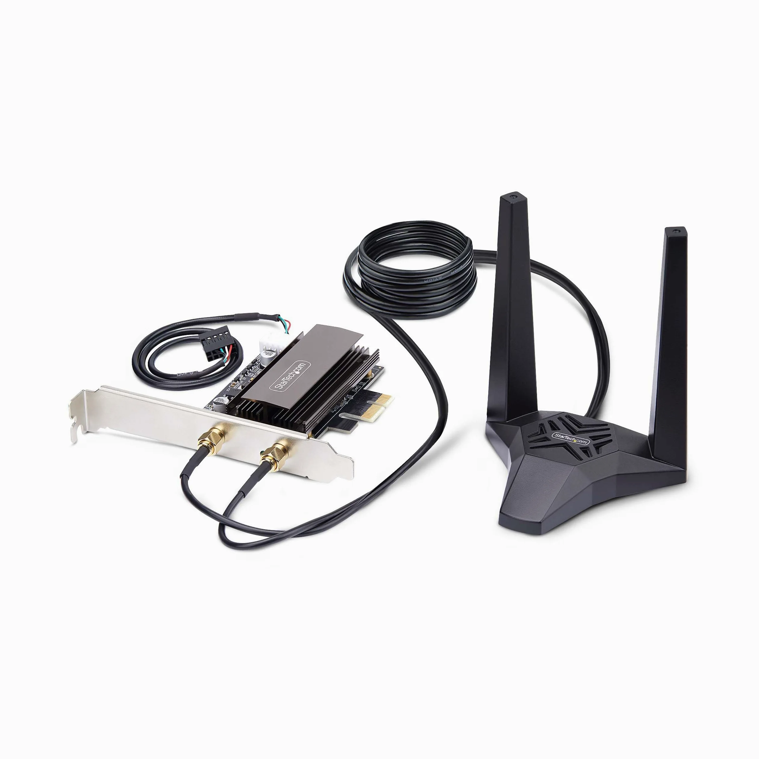 StarTech.COM Carte réseau Wi-FI 6E PCIe, Bluetooth 5.3, Base d'antenne magnétique, Triple Bande 802.11ax, AX5400 NIC, Windows/Linux