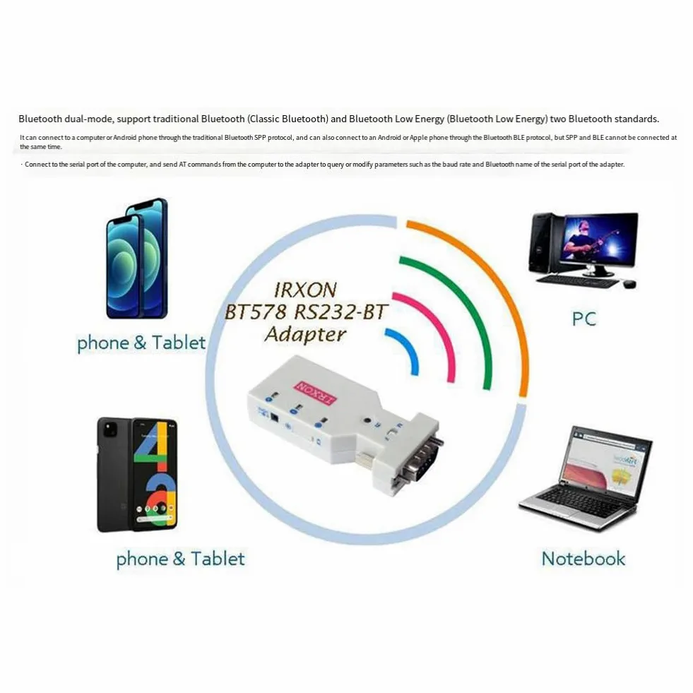 Module Bluetooth BT578 V3 RS232 avec Adaptateur Série BT578, Câble Console Bluetooth RJ45 vers RS232 avec Têtes Mâle et, Alimentation USB vers Type-C, Chargement de Puissance Type-C.