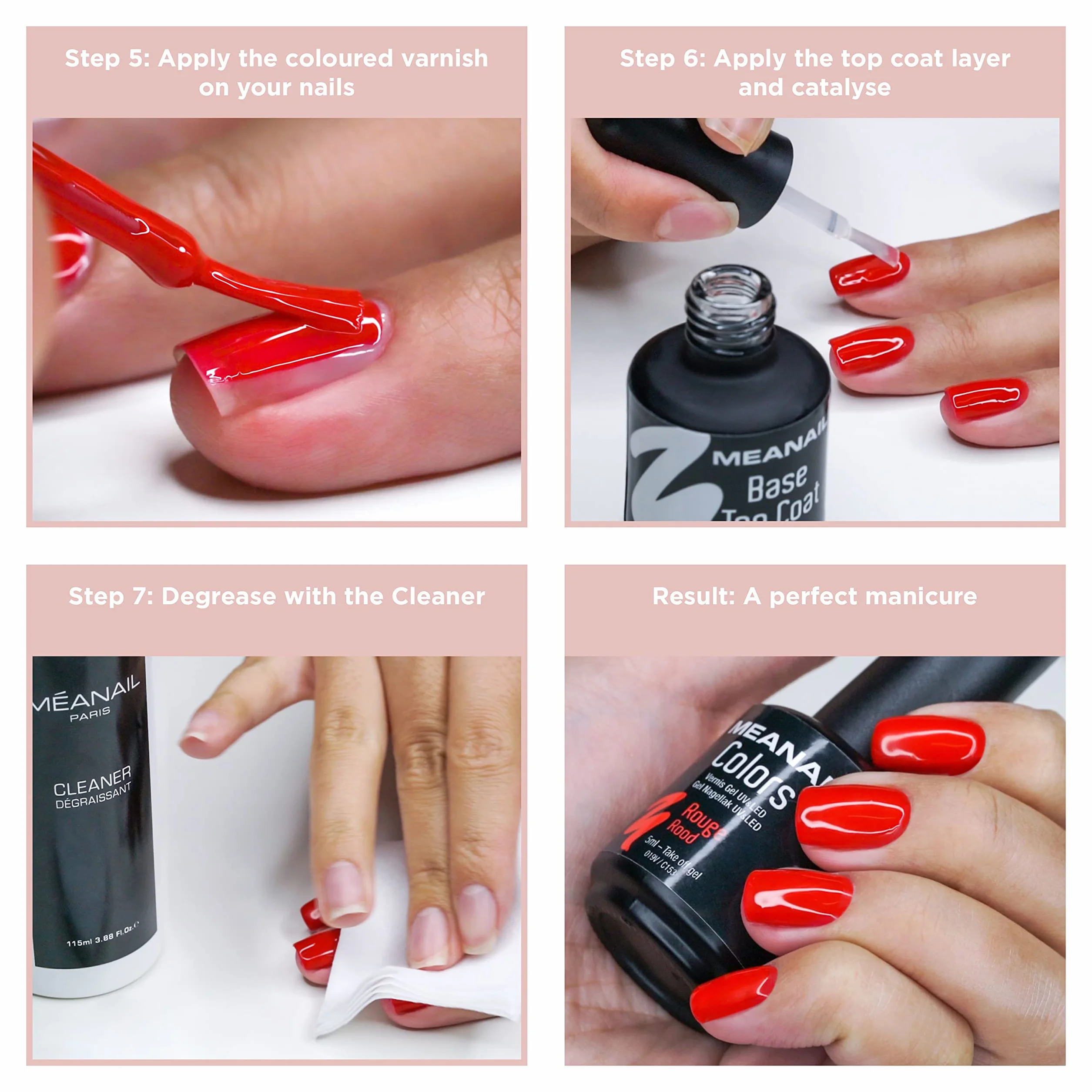 MEANAIL Paris Kit manucure complet Vernis semi permanent Lampe LED 6 Vernis à Ongles Coffret Ruby