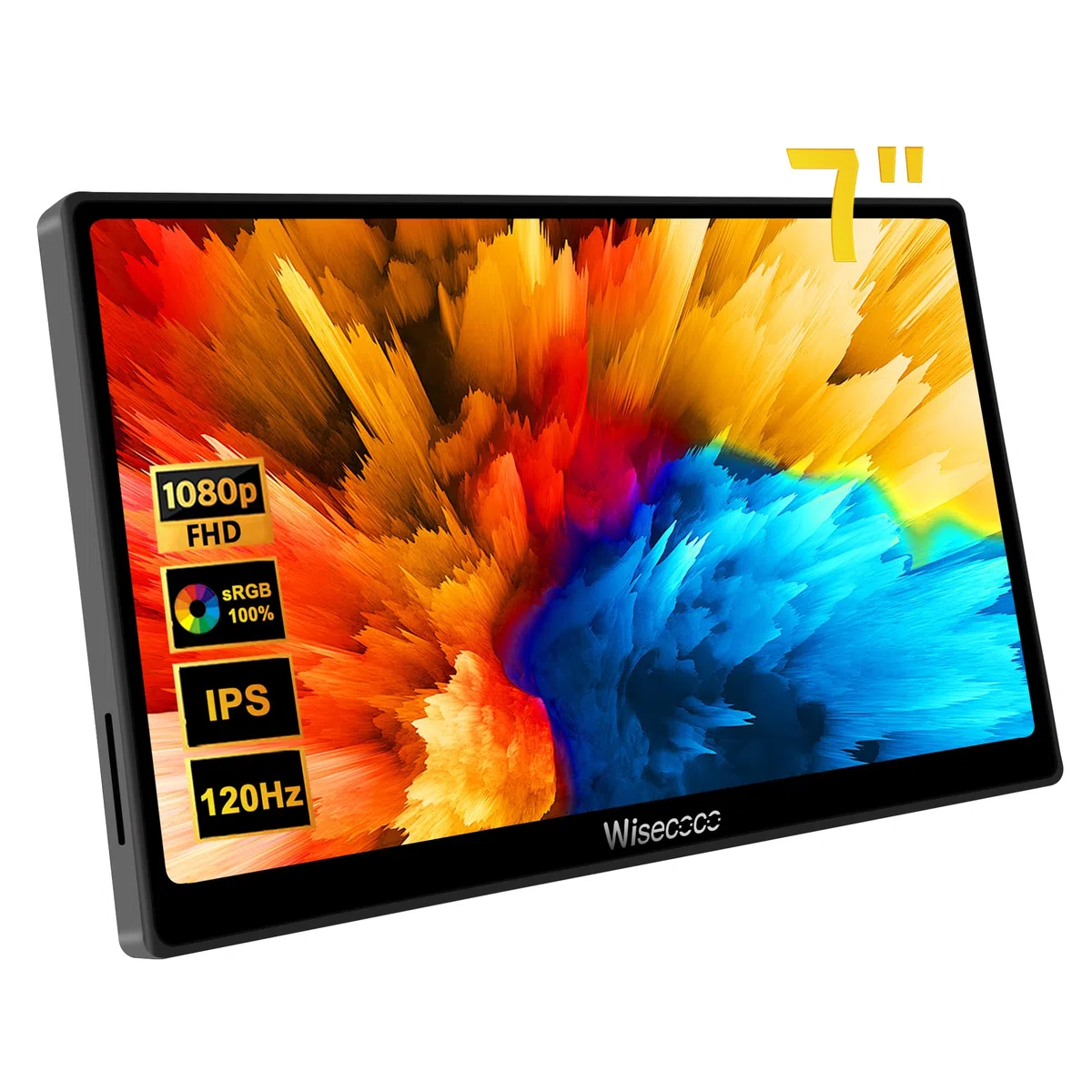 wisecoco 7 pouces IPS Mini écran LCD 1080p 1920 x 1080 pixels 120 Hz avec écran tactile USB C et port HDMI Ultra fin et léger Idéal pour les jeux avec Switch PS5 Xbox Laptop PC et Raspberry Pi 5/4