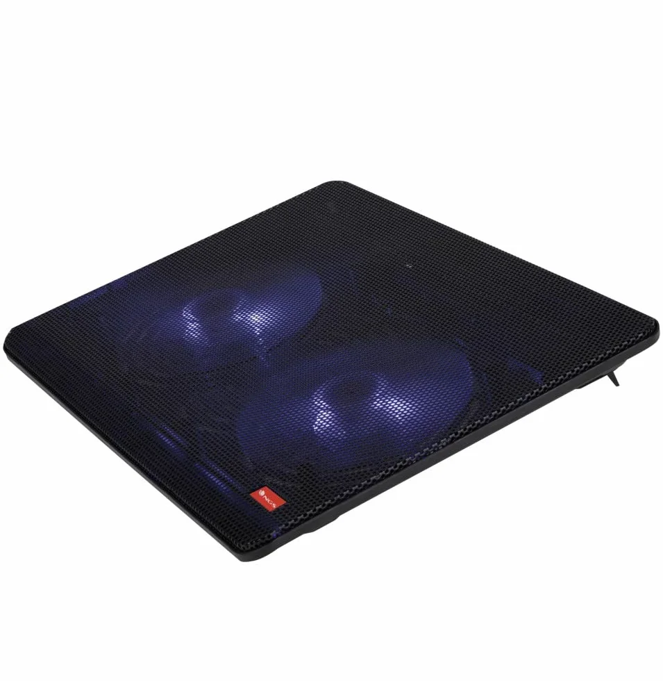 Support de Refroidissement pour Ordinateurs Portables jusqu'à 15,6" Hauteur Réglable, Ventilateurs Silencieux, Port USB, Lumière LED, Treillis Métallique