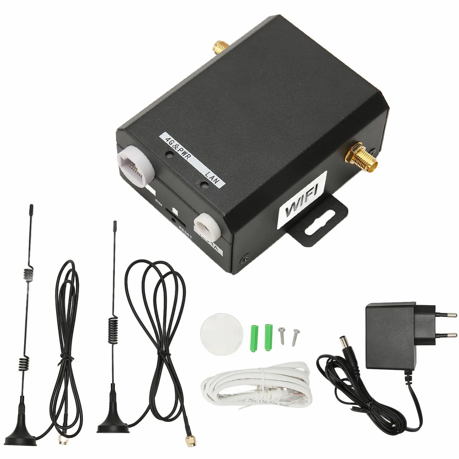Routeur WiFi 4G Routeur WiFi Industriel Plug and Play 100-240V Prend en Charge 16 Utilisateurs 2 Antennes Externes pour l'usine (Prise UE)