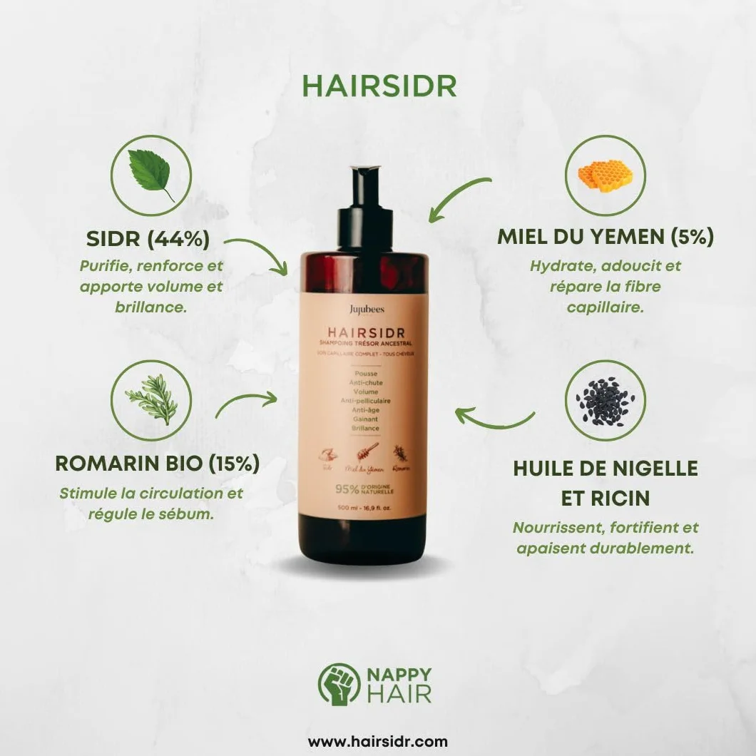 Shampoing Trésor Ancestral Pousse Antichute Antipelliculaire Détoxifiant 500ml