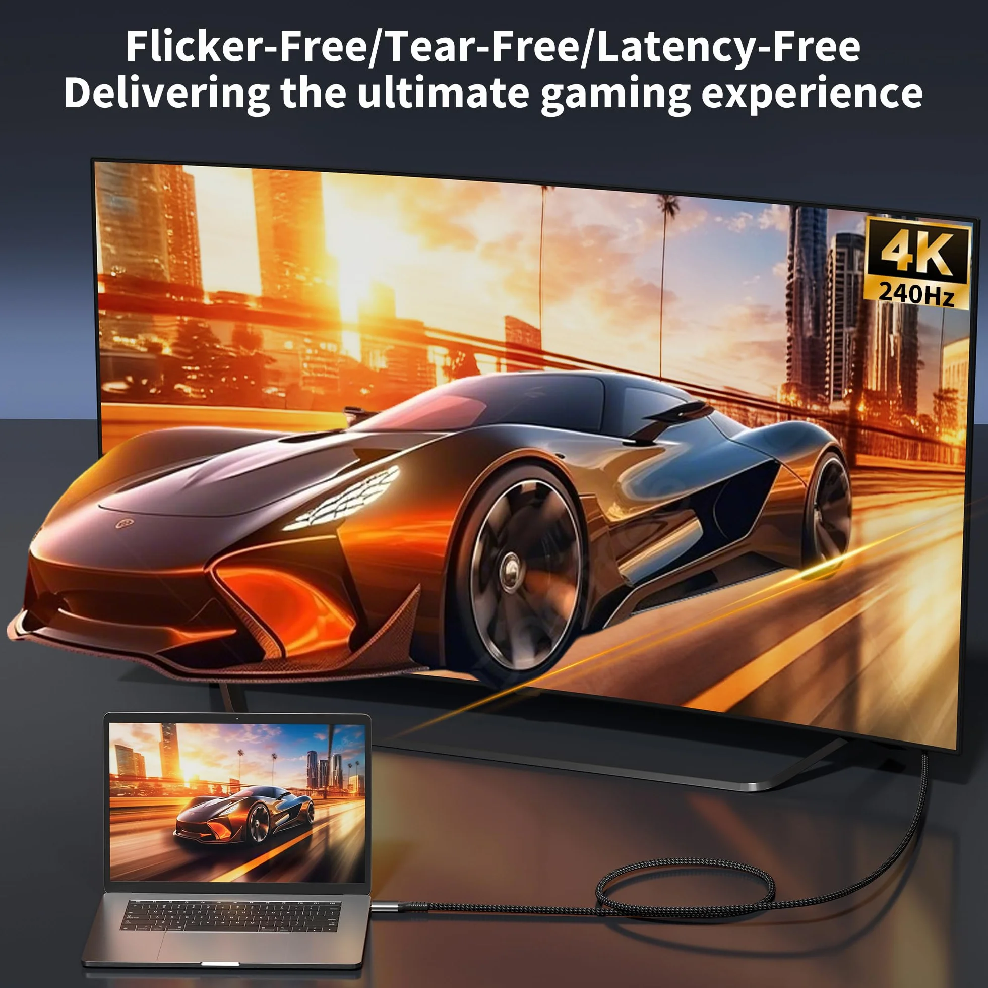 Câble USB-C vers DisplayPort 1.4 1m 8K@60Hz 4K@240Hz HDR VRR Thunderbolt 4/3