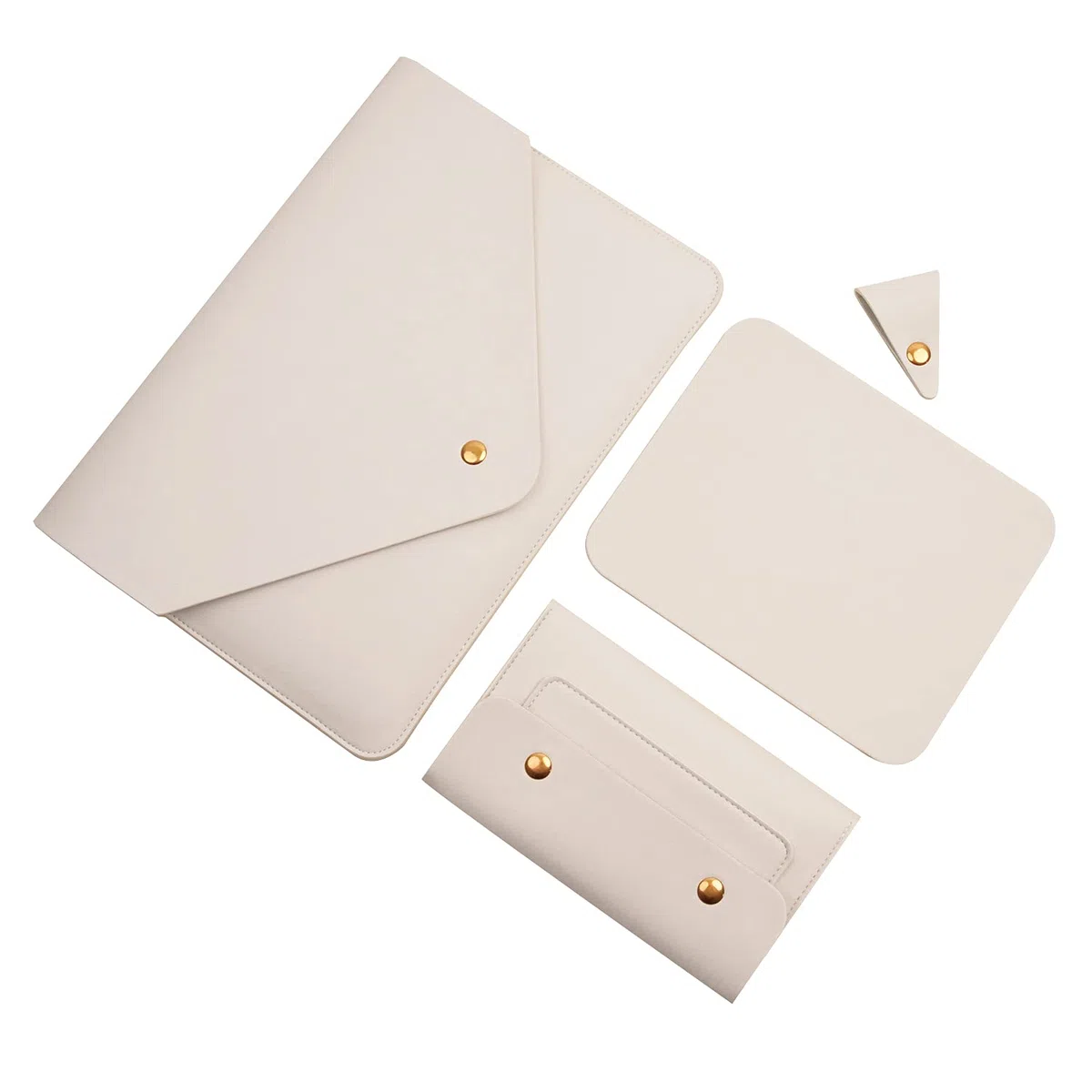 Pochette pour Ordinateur Portable 13" Compatible avec MacBook Air 13/MacBook Pro 13/Dell XPS 13, avec Petite Pochette, Tapis de Souris et Organisateur de Cordons, Blanc