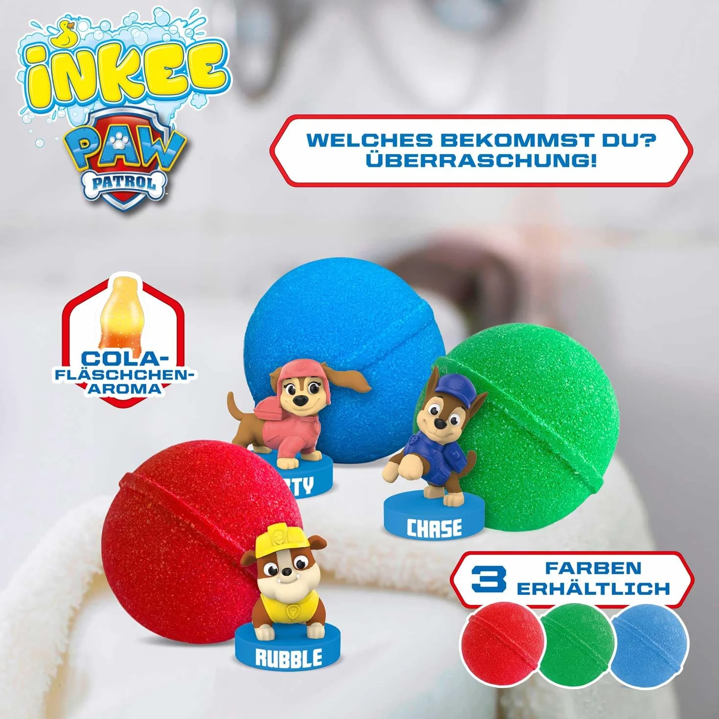 INKEE PAT PATROUILLE Bombes de bain enfant 3x 80g avec jouet