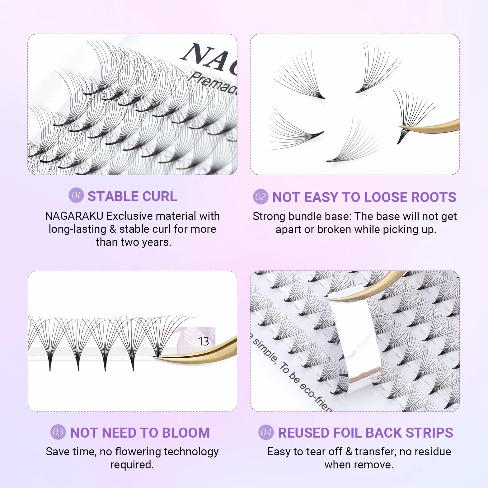 NAGARAKU 10D Extension Cils Prefait Bouquet 320 Fans Volume Russe Longue Tige Éventails Préfabriqués Base Mince Pointue Cils Naturels Moelleux Premade Fans Eyelash Noir 16 Rows Boîte XL 0.07 D 9-14mm