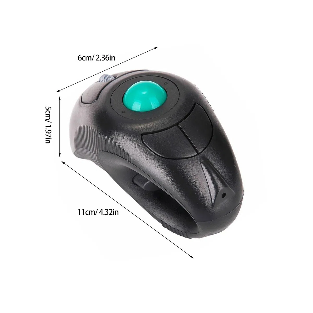 ABOOFAN Souris sans Fil Ergonomique à Port USB 2.4g Trackball, Design en Plastique Noir Confortable pour Ordinateur Portable, 5 Boutons, Forme Dauphin