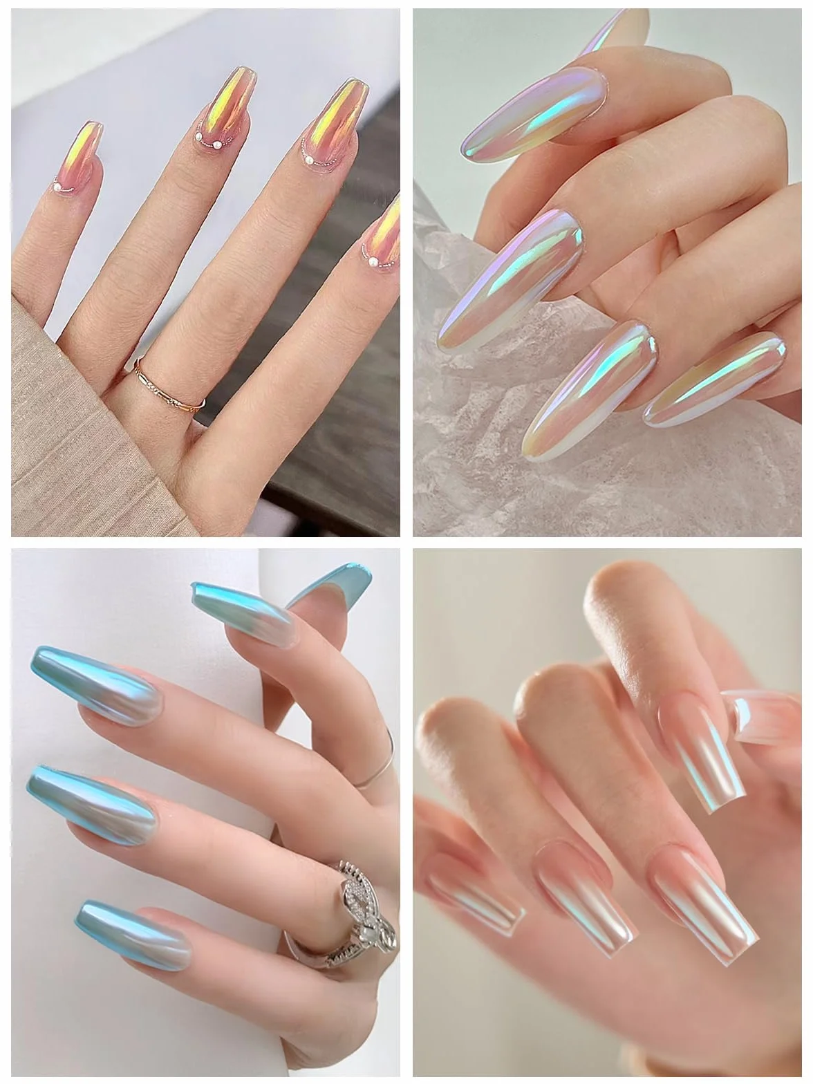 Chrome Nail Art Powder Set - 8 Boîtes Poudre Nacrée Miroir Holographic Nails Décorations