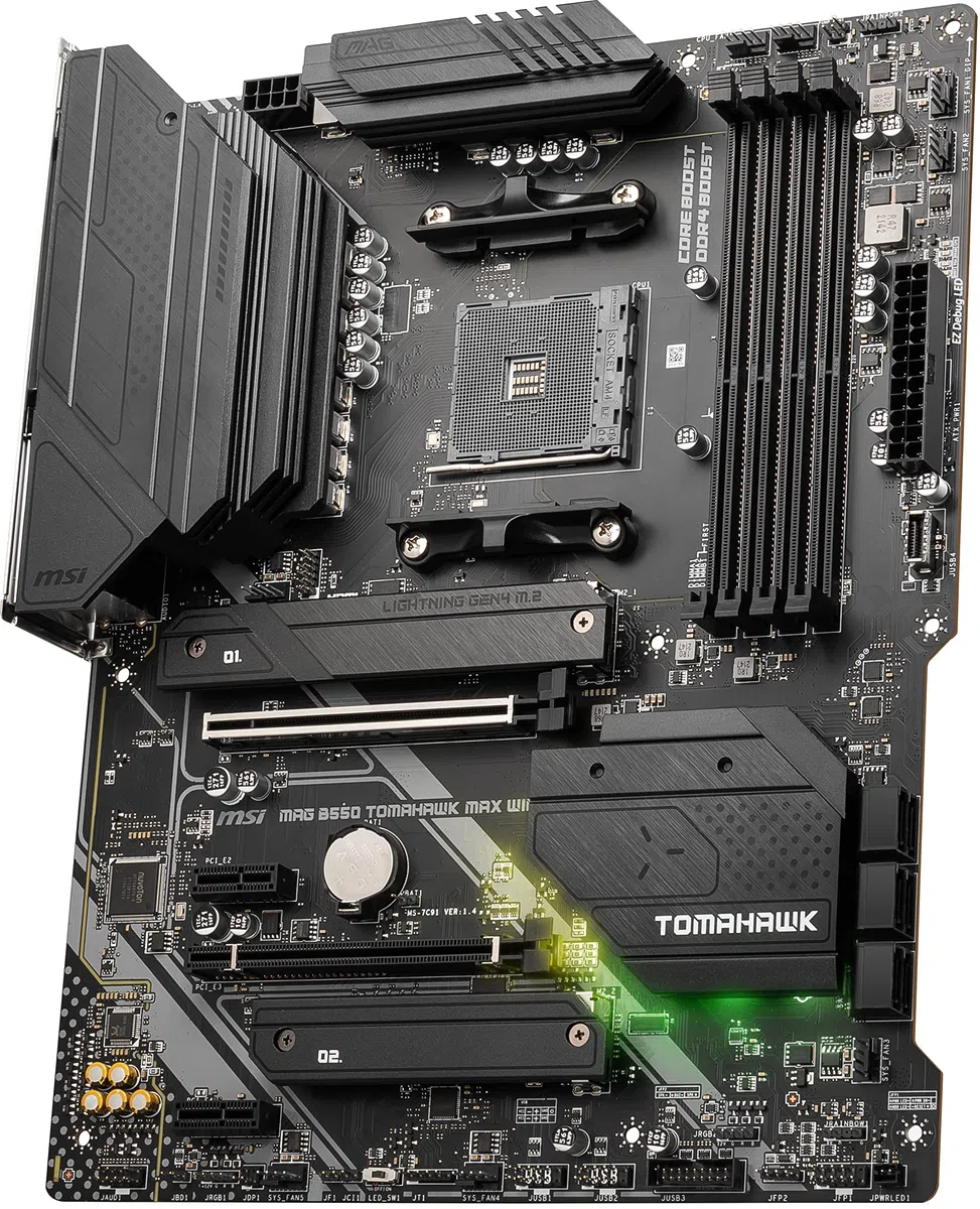 MSI MAG B550 Tomahawk MAX Carte mère de jeu WiFi AMD AM4, DDR4, PCIe 4.0, SATA 6 Go/s, M.2, USB 3.2 Gen 2, HDMI/DP, ATX, Wi-Fi 6E, processeurs AMD Ryzen 5000 Series (renouvelée)