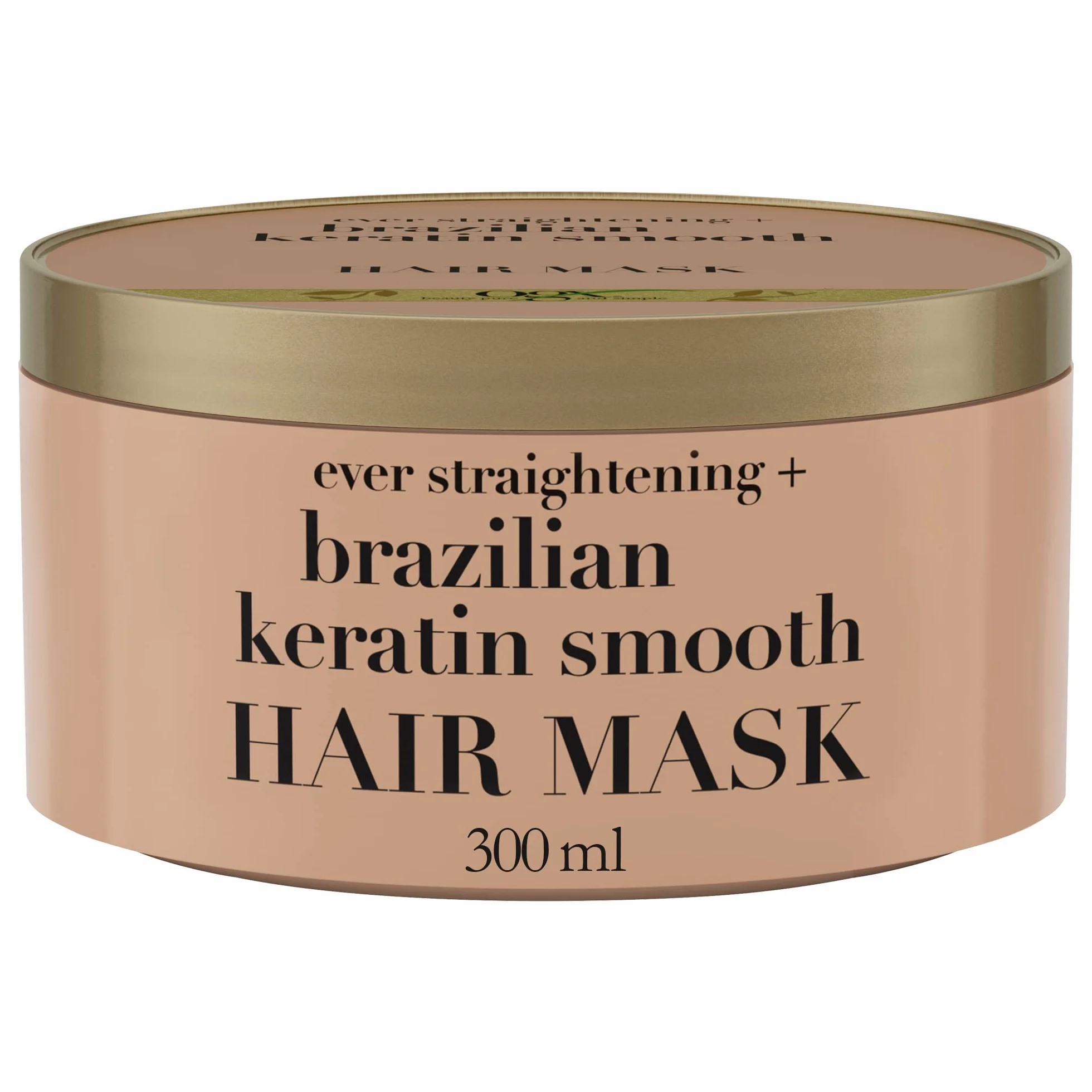 OGX Masque capillaire lissant à la kératine brésilienne 300 ml pour cheveux brillants et doux