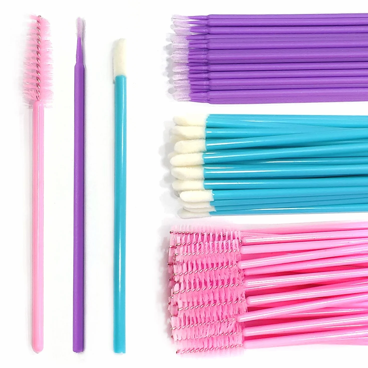 Lot de 150 bâtons de mascara jetables, pinceaux à sourcils et micro applicateurs, kit d'outils de maquillage