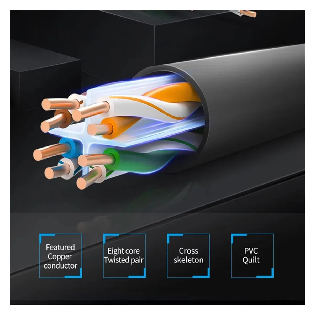 Câble réseau QS6162 Cat6 Lan, UTP, 1000Mbps, en cuivre sans oxygène, paire torsadée non blindée, câble Ethernet, ingénierie (Color : Engineering cable-01, Size : 20m)
