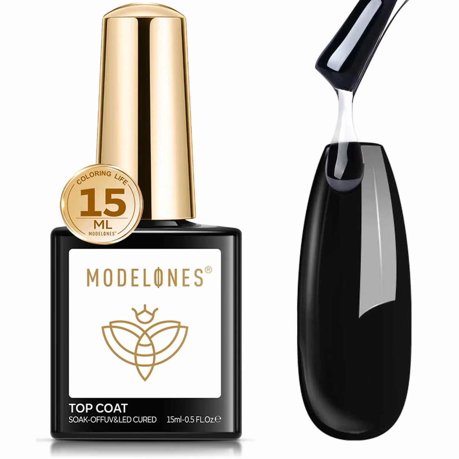 Modelones Top Coat Semi Permanent 15ML No Wipe UV LED Ultra Brillant Longue Durée