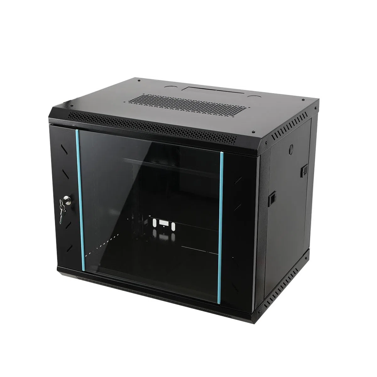 Armoire réseau 19 Pouces 9U Baie de Brassage, Montage Mural ou au Sol -Coffret Armoire Réseau pour Serveur, réseau et Informatique, HxLxP 500x600x450mm, Charge Max. 60 kg, Porte vitrée, Noir