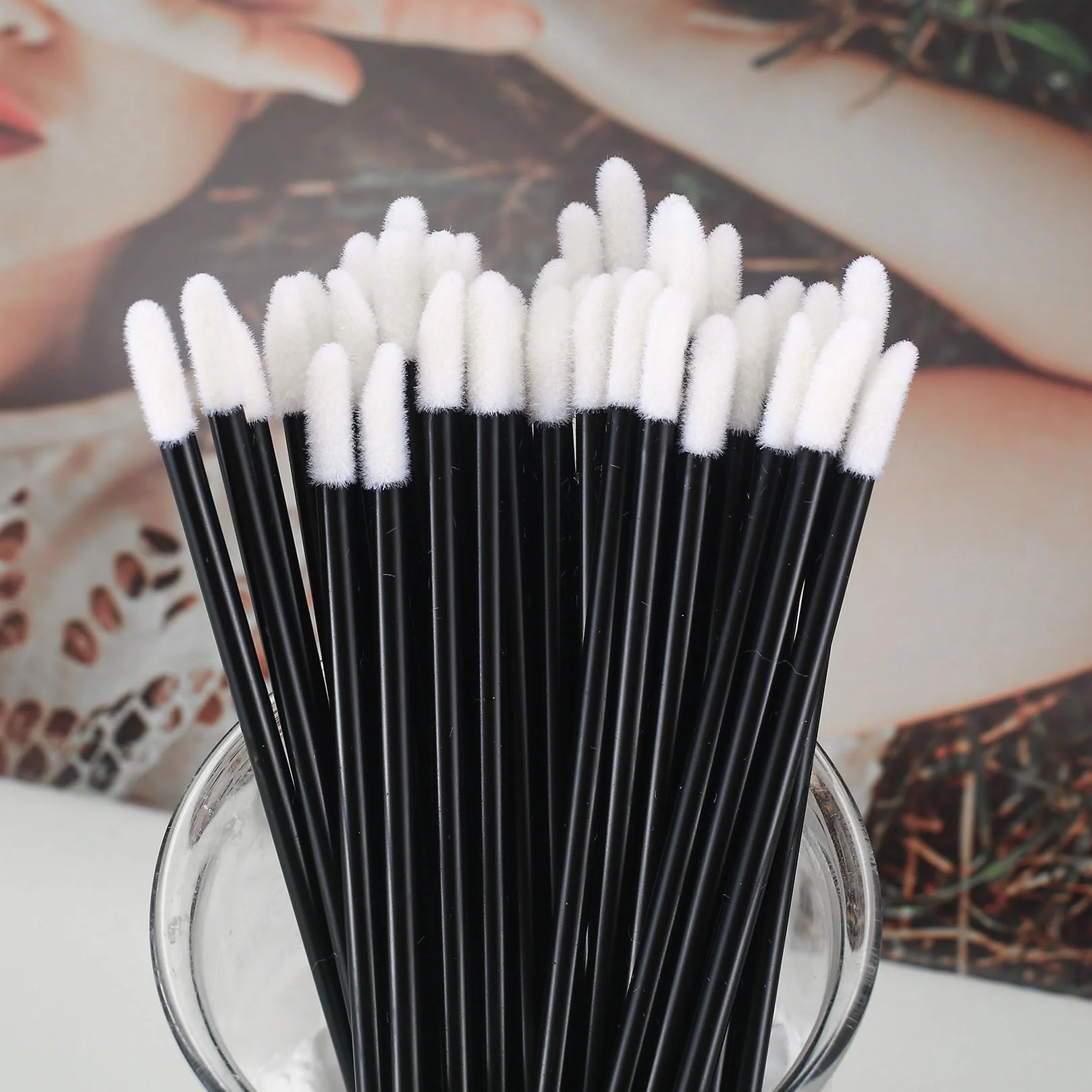300 Pièces Pinceau à Lèvres, Applicateur de Rouge à Lèvres, Brosse à Lèvres Maquillage - Noir