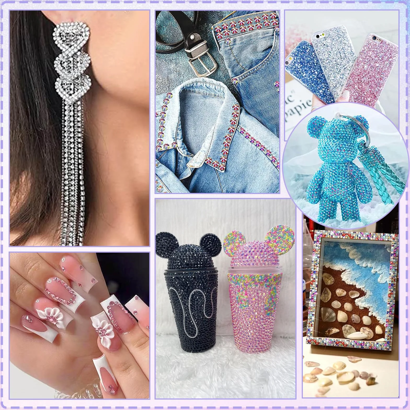 Kit Strass à Coller 32000PCS 40 Couleurs 3 mm avec Colle et Stylo pour Nail Art DIY