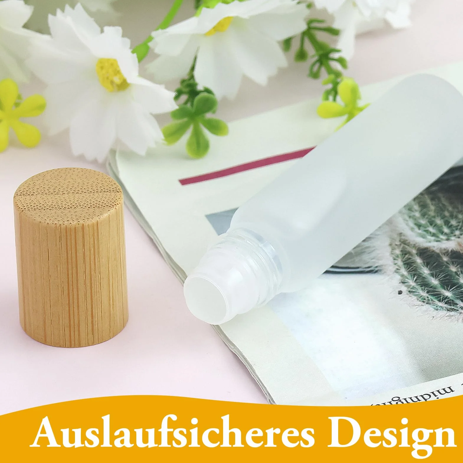 Bouteilles roll-on vides 10 ml verre transparent rouleau acier inoxydable bouchon bambou huile essentielle